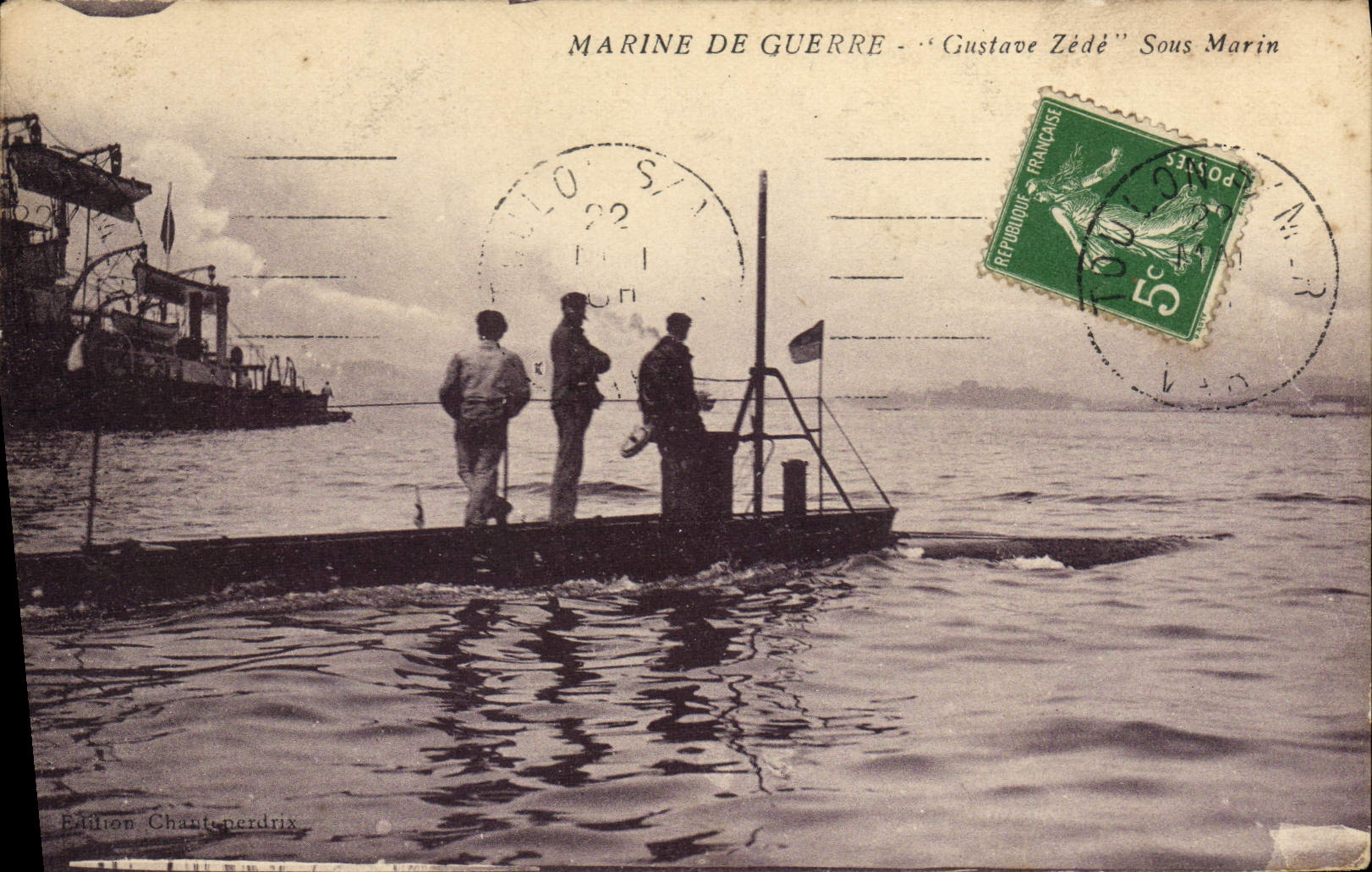 VINTAGE POSTCARD Boat Underwater Submarine Gustave Zeal