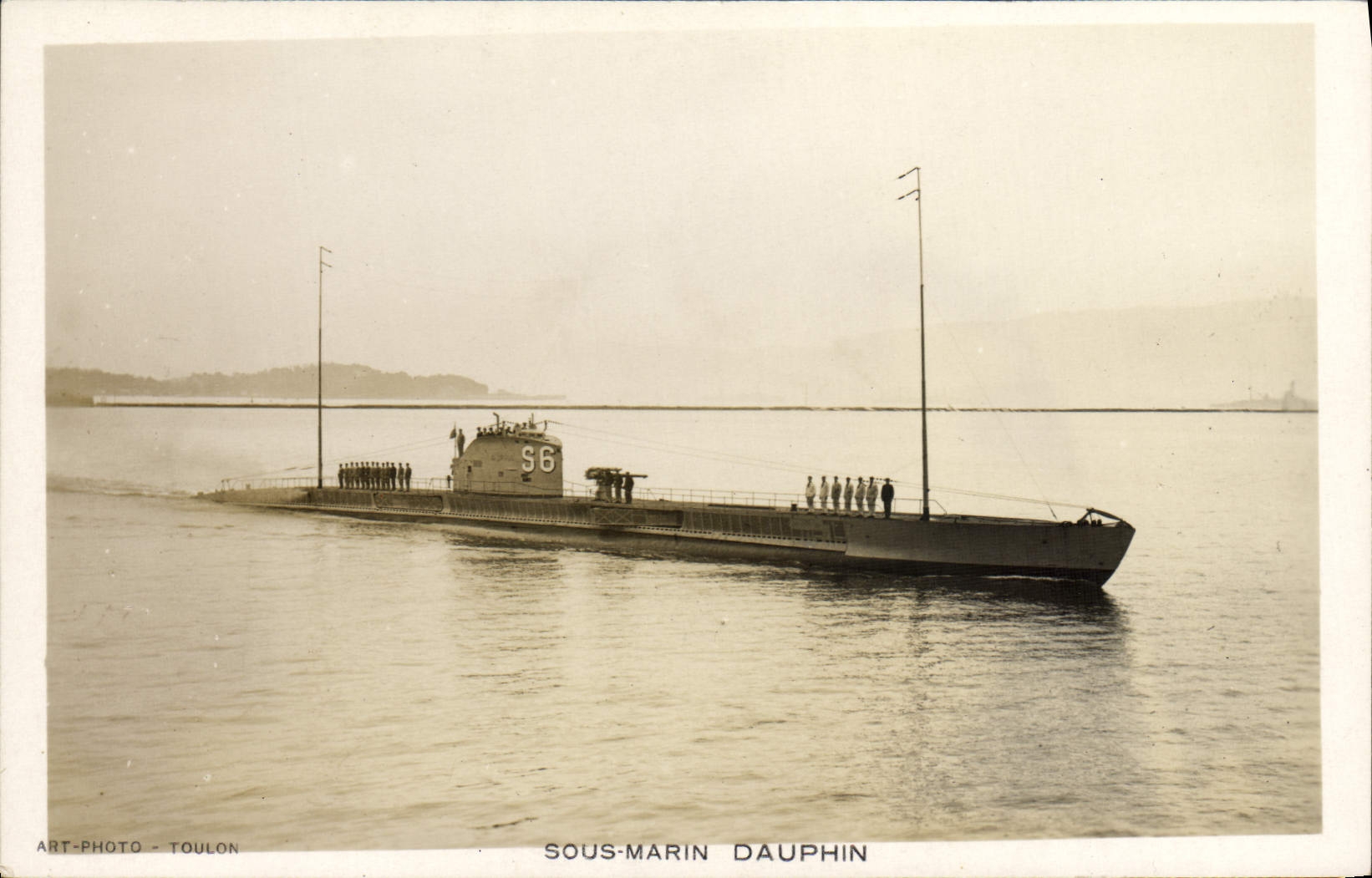 VINTAGE POSTCARD Boat Underwater Submarine Dolphin
