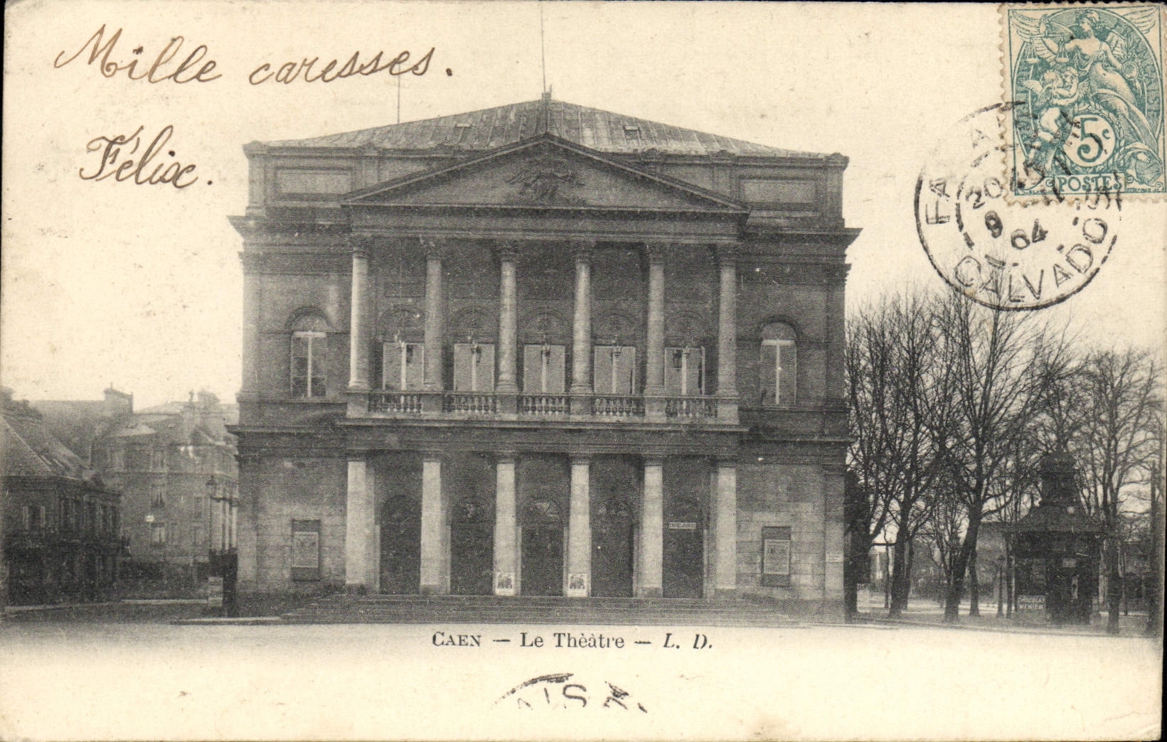 VINTAGE POSTCARD Caen the theater