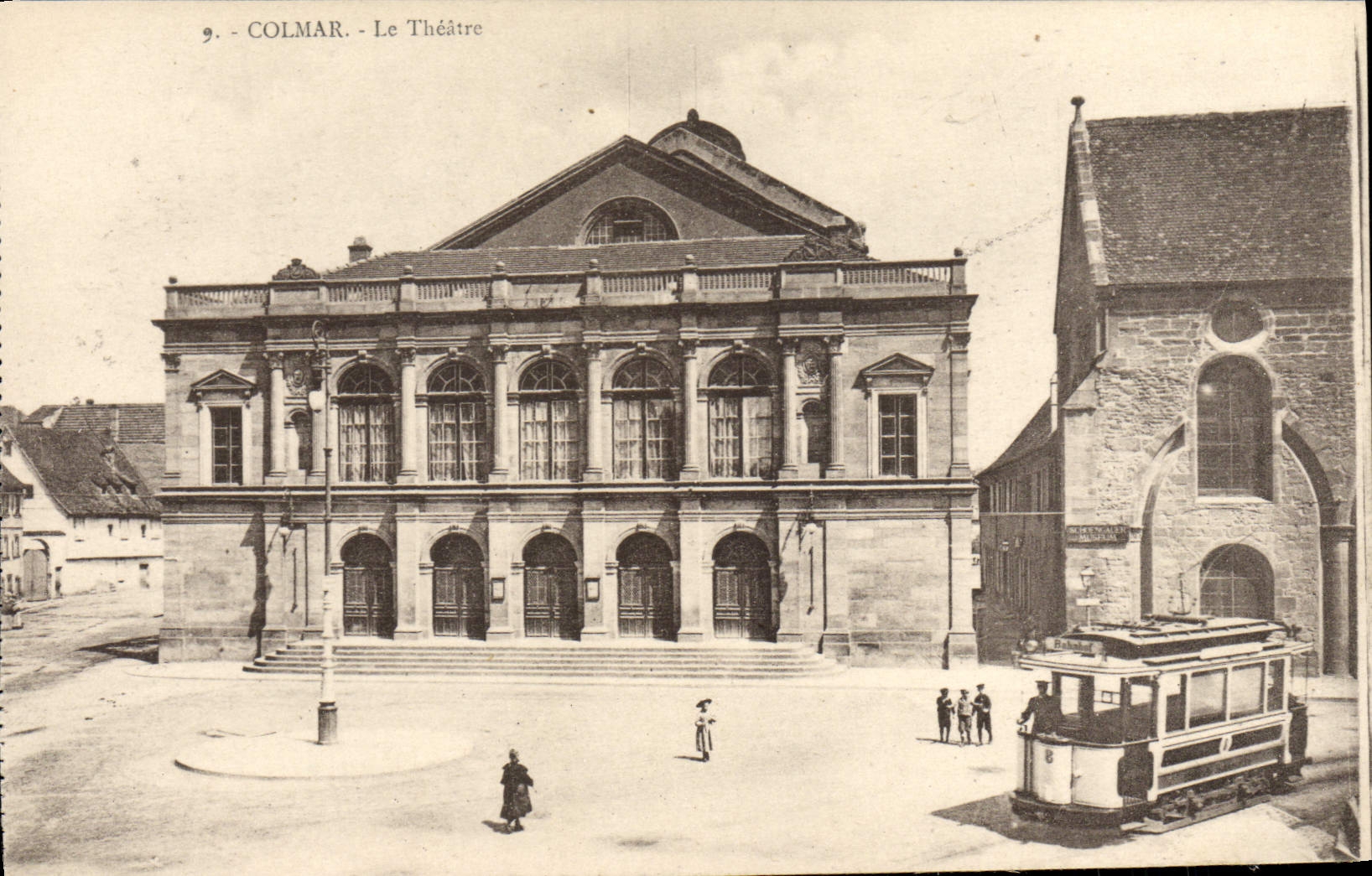 VINTAGE POSTCARD Colmar the theater Tram