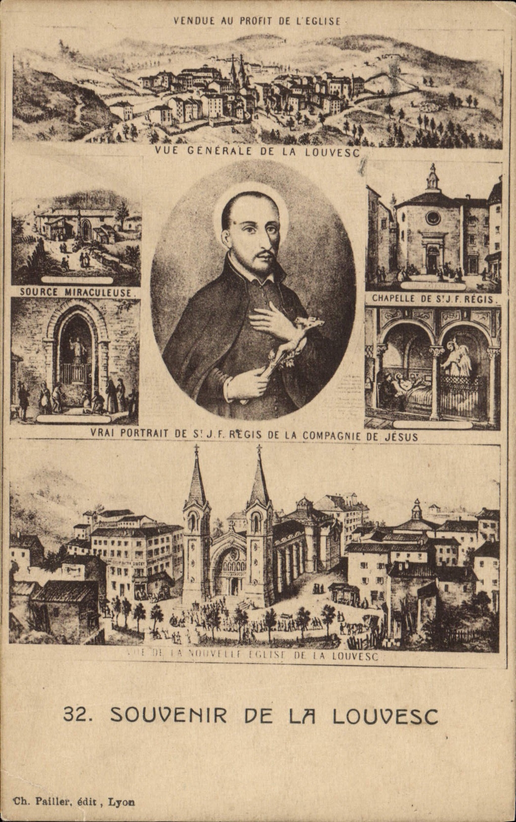 Sociedad del recuerdo de Louvesc de la POSTAL de la VENDIMIA de Jesús