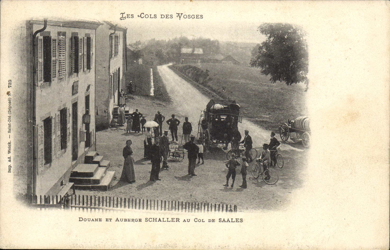 Collares de las aduanas de la POSTAL de la VENDIMIA del mesón de las aduanas y de Schaller de Vosges con el collar de Saales