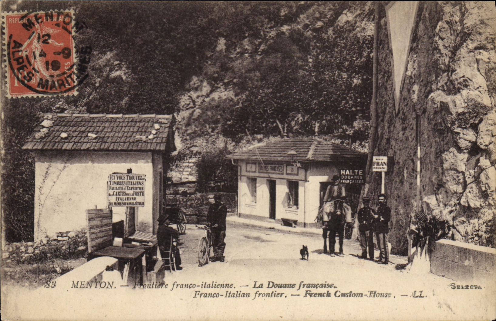 CPA Douanes Menton Frontiere franco italienne La douane francaise