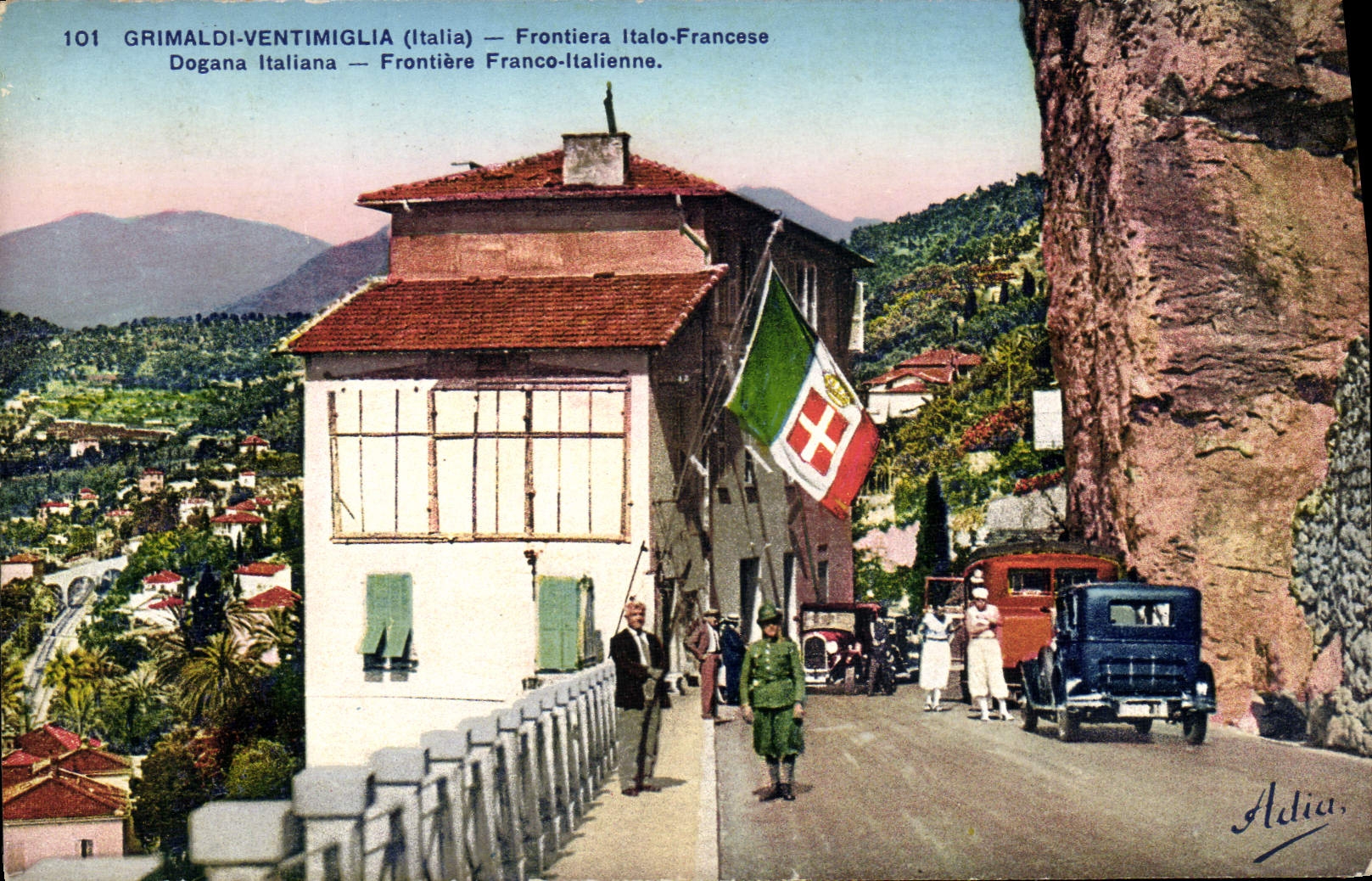 Italo de Grimaldi Ventimiglia Frontiera de las aduanas de la POSTAL de la VENDIMIA francese