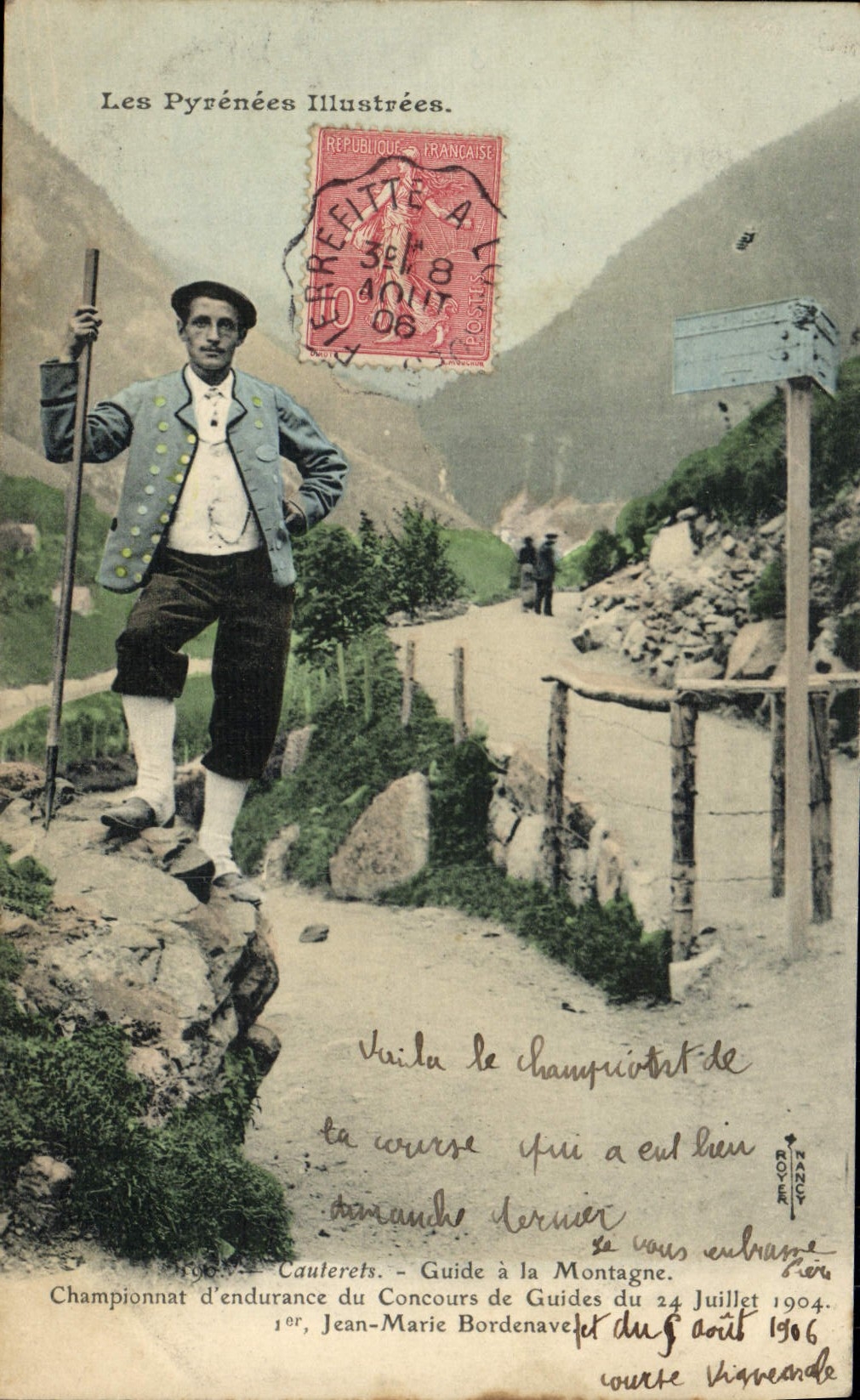 VINTAGE POSTCARD Championship of endurance of the contests of guides of July 24th, 1904 Jean-Marie Bordenave Alpinism