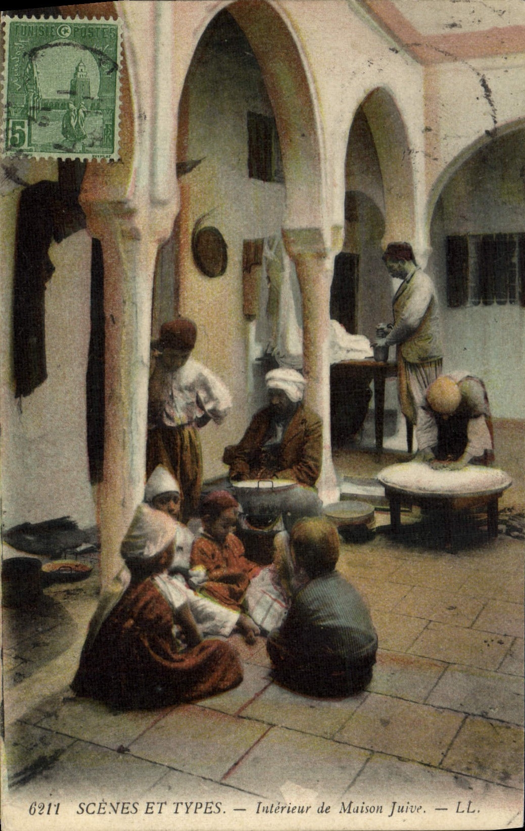 VINTAGE POSTCARD Jewish Judaica Judaïca Interior of Jewish house
