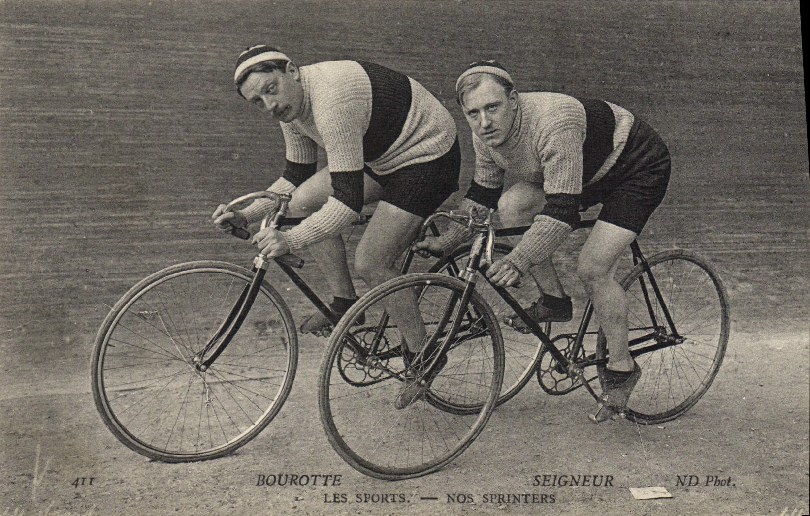 VINTAGE POSTCARD Velo Cycles Cycling Bourotte Seigneur Our sprinters