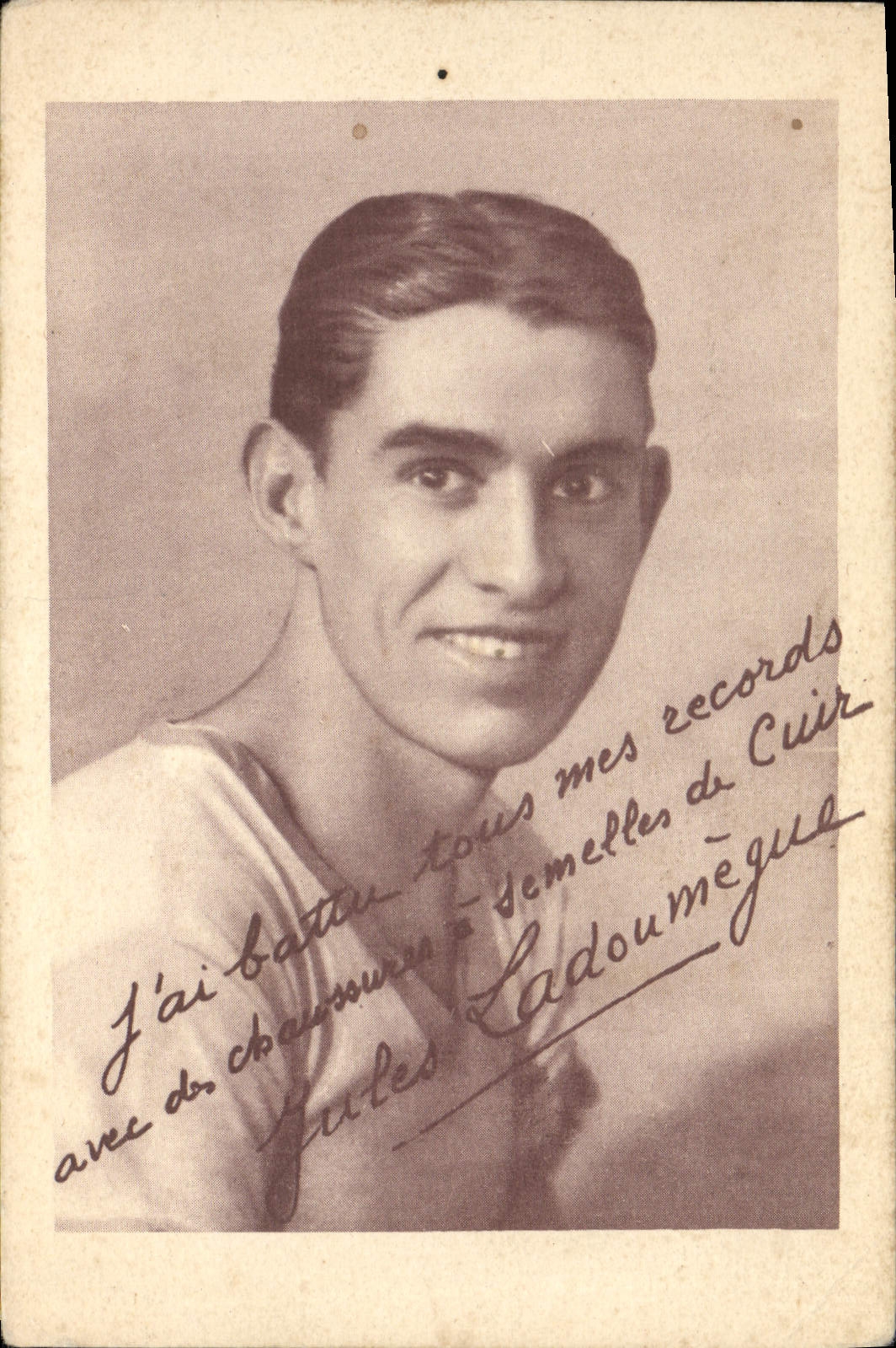 VINTAGE POSTCARD Velo Cycles Cycling Jules Ladoumegue