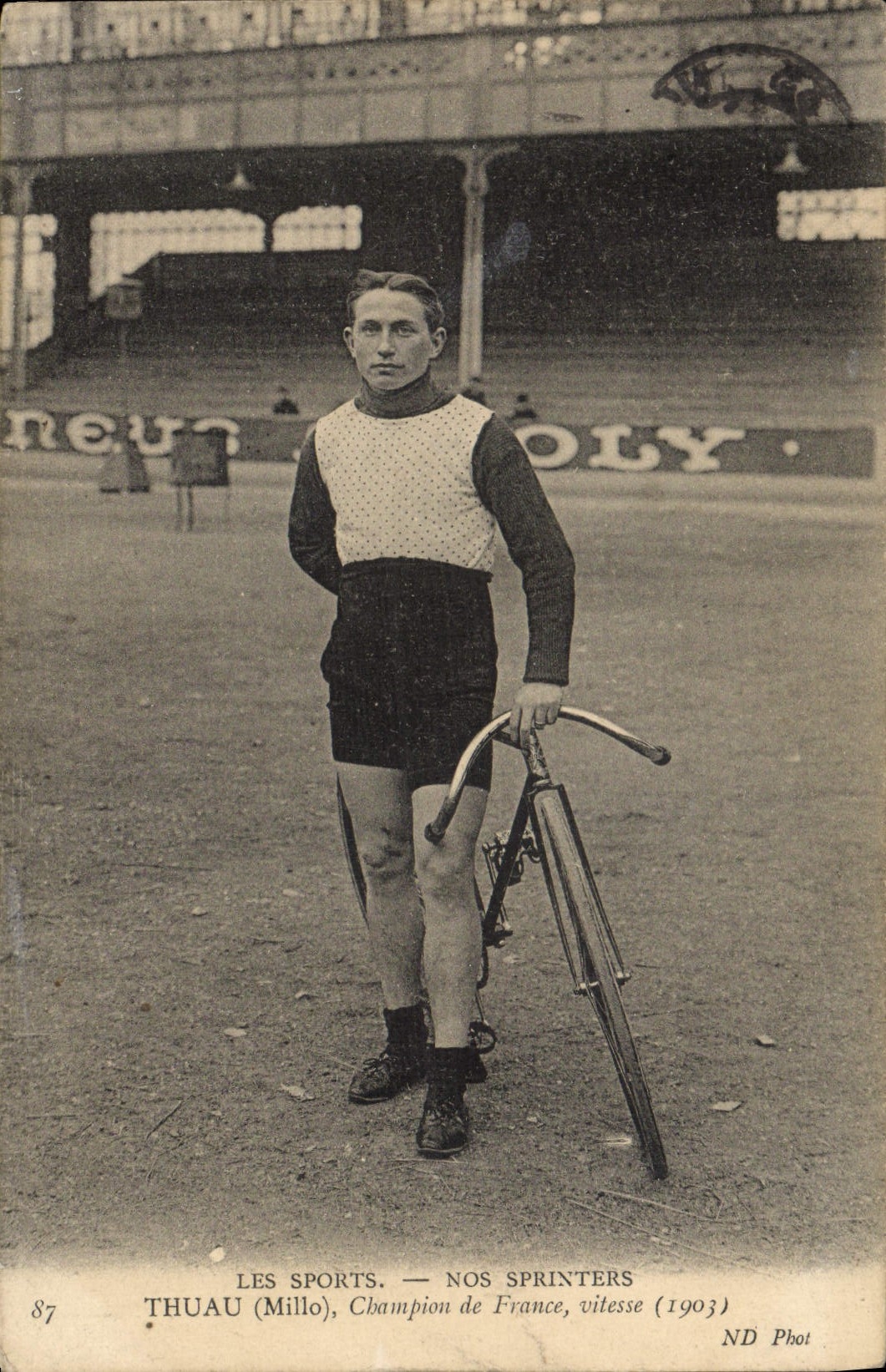 VINTAGE POSTCARD Velo Cycles Cycling Our sprinters Thuau Millo Champion of France