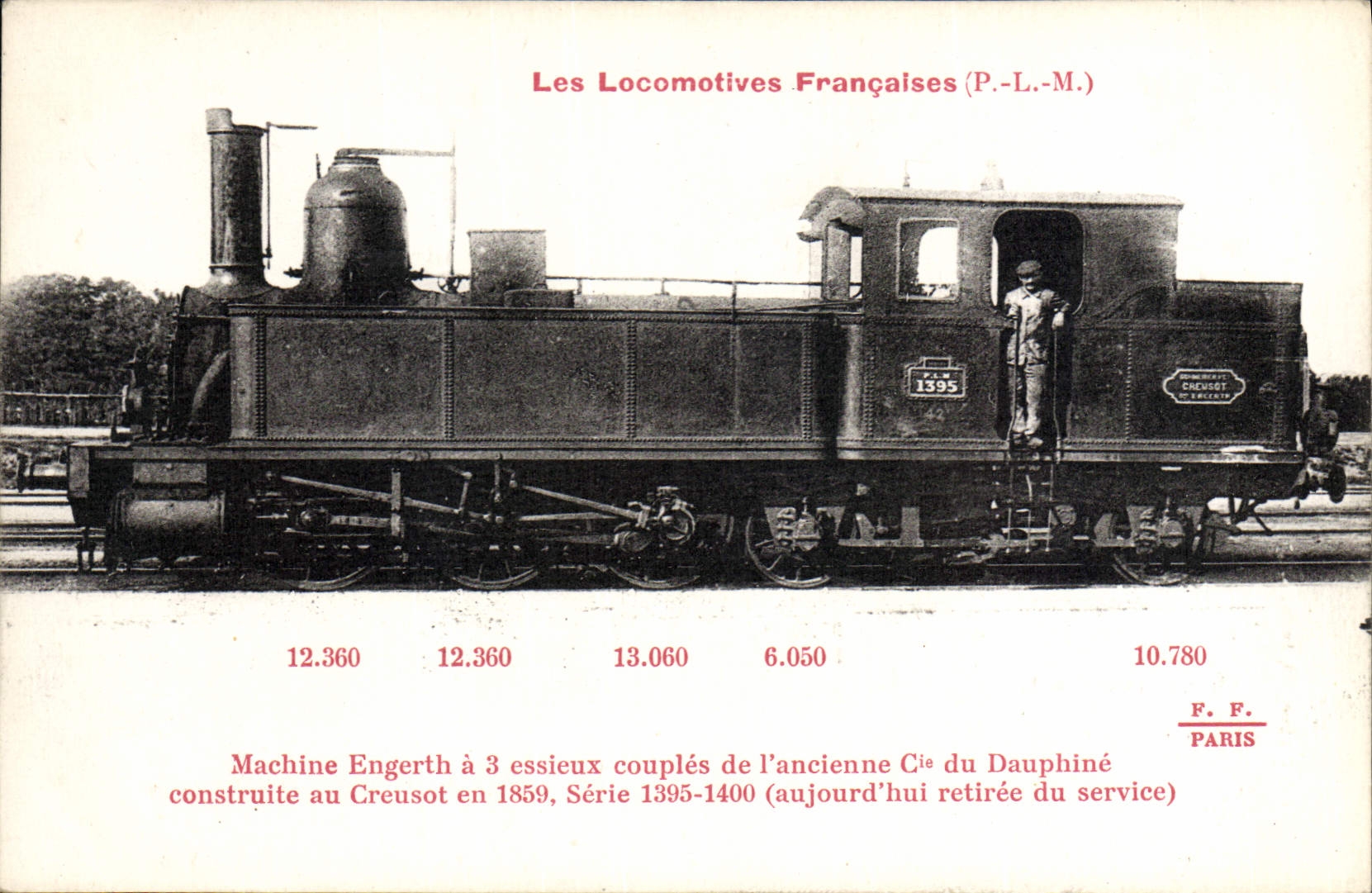 VINTAGE POSTCARD Train Engine Engerth Machine has 3 axles couples of the old Co of the Dauphine one