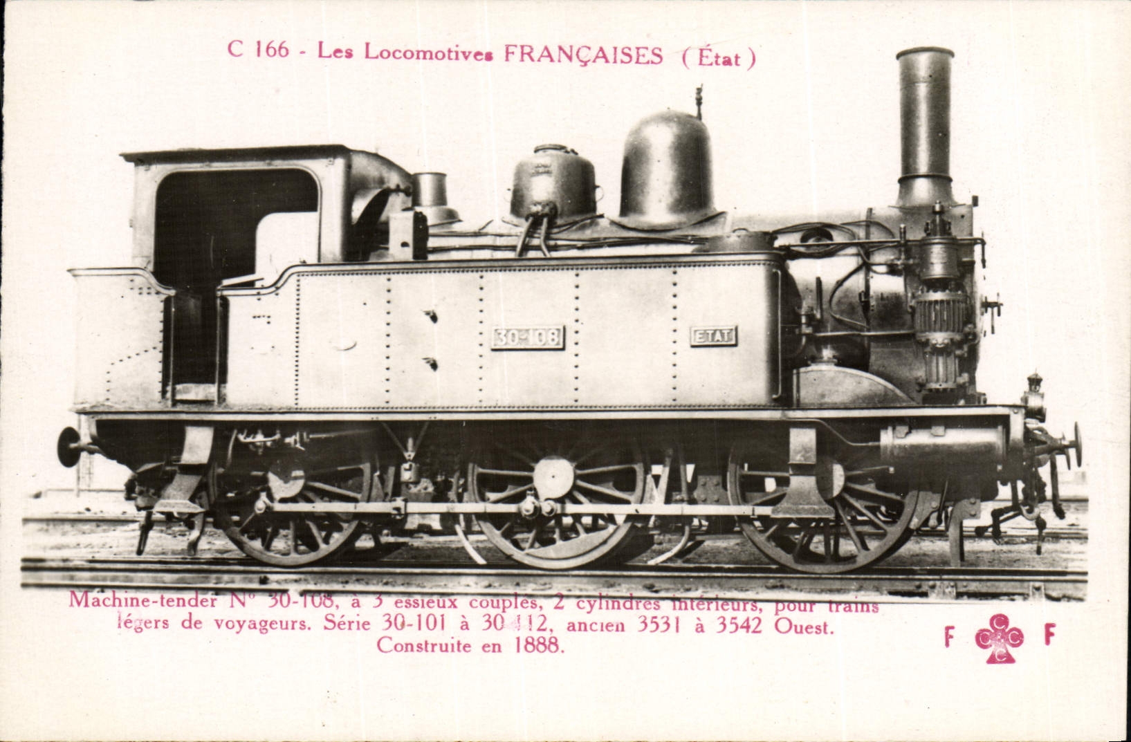 VINTAGE POSTCARD Train Engine Machine tender 30.108