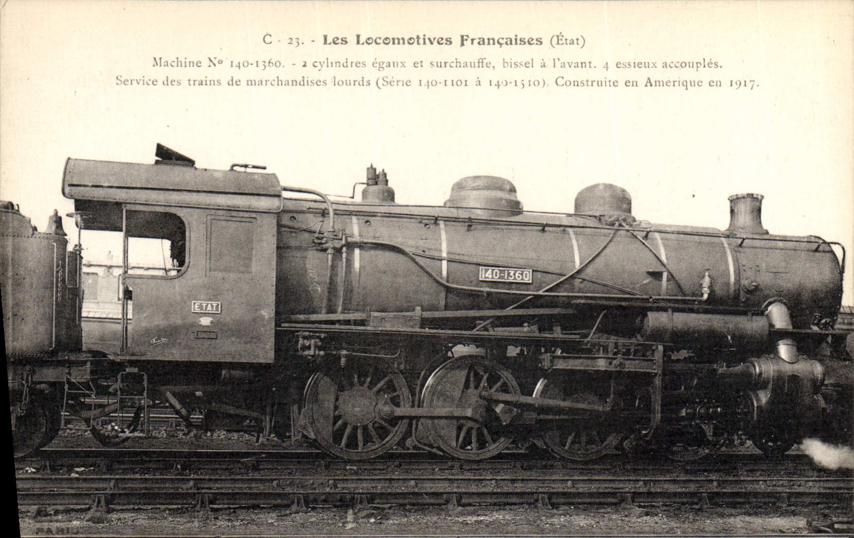 VINTAGE POSTCARD Train Engine Machine 140 1360