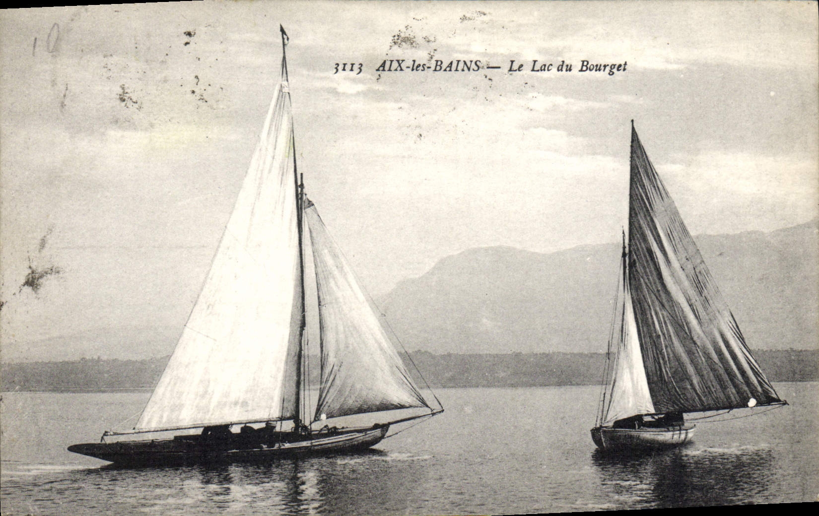 VINTAGE POSTCARD Sailing Boat Aix les Bains the lake of Le Bourget