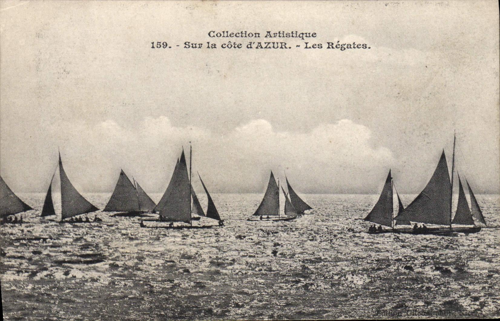 VINTAGE POSTCARD Sailing Boat On the Dimension of Azure regattas