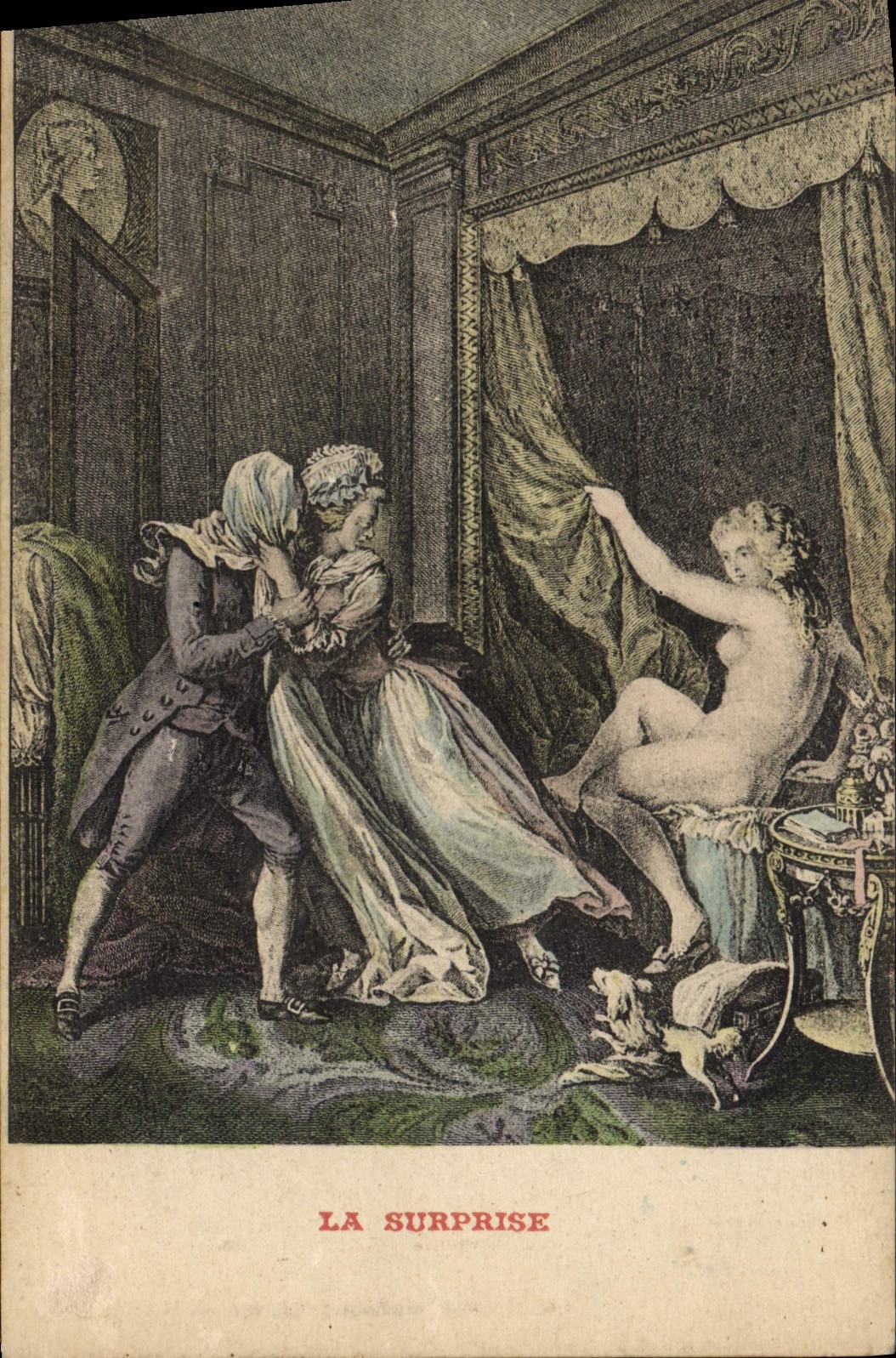 VINTAGE POSTCARD erotic Woman Naked the surprise