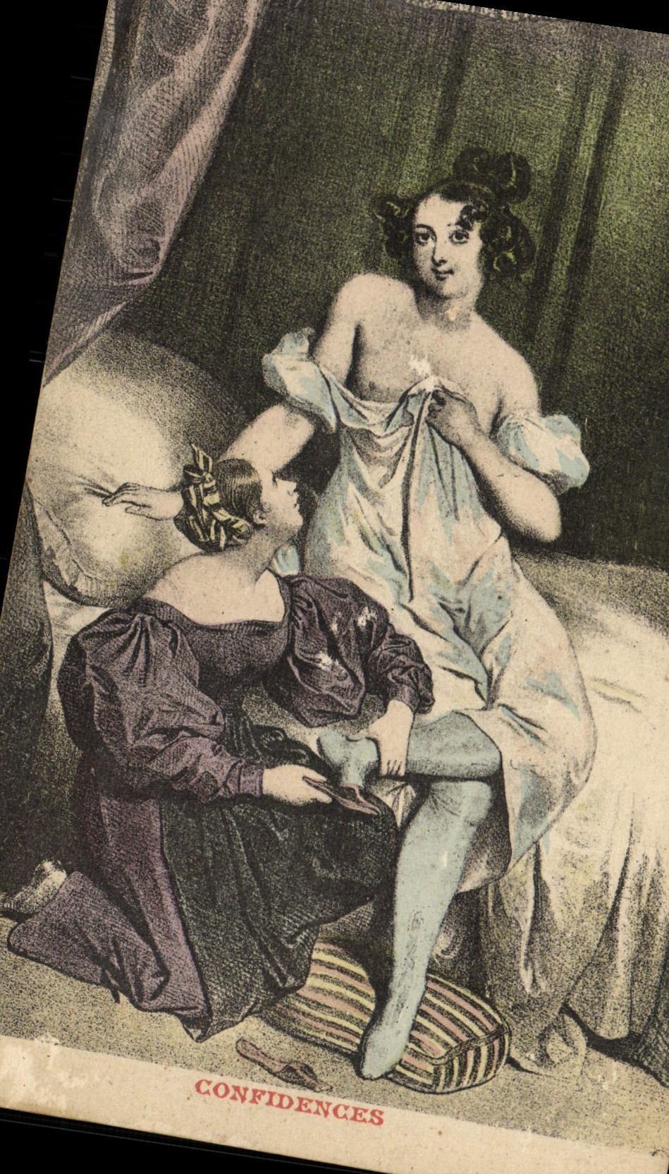 VINTAGE POSTCARD erotic Woman Naked Confidences