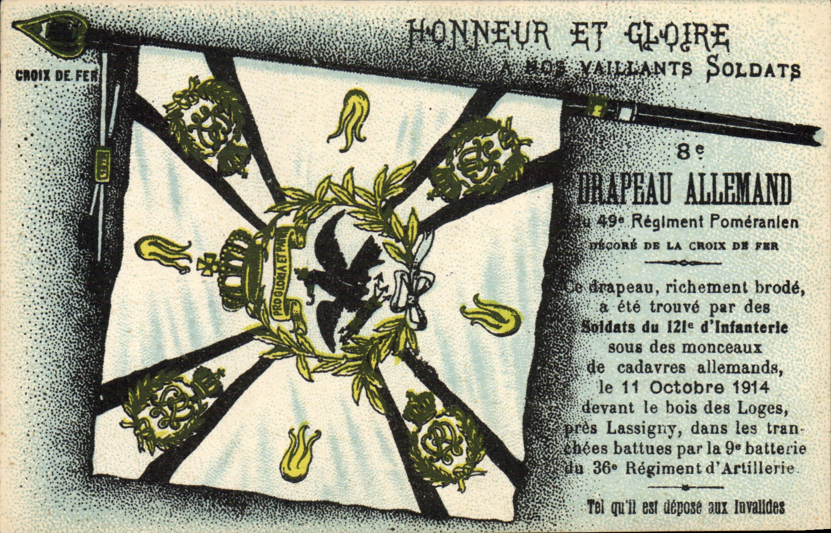 CPA Militaria Drapeau allemand du 49eme regiment pomeranien 
