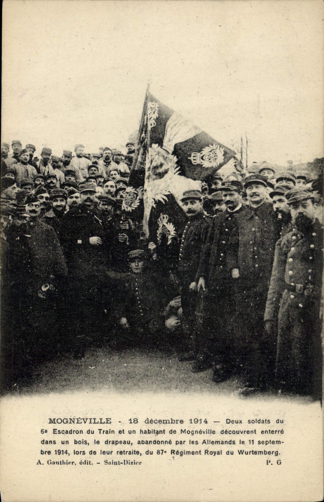 VINTAGE POSTCARD Militaria Mogneville December 18th, 1914 6th squadron of the Mogneville Train