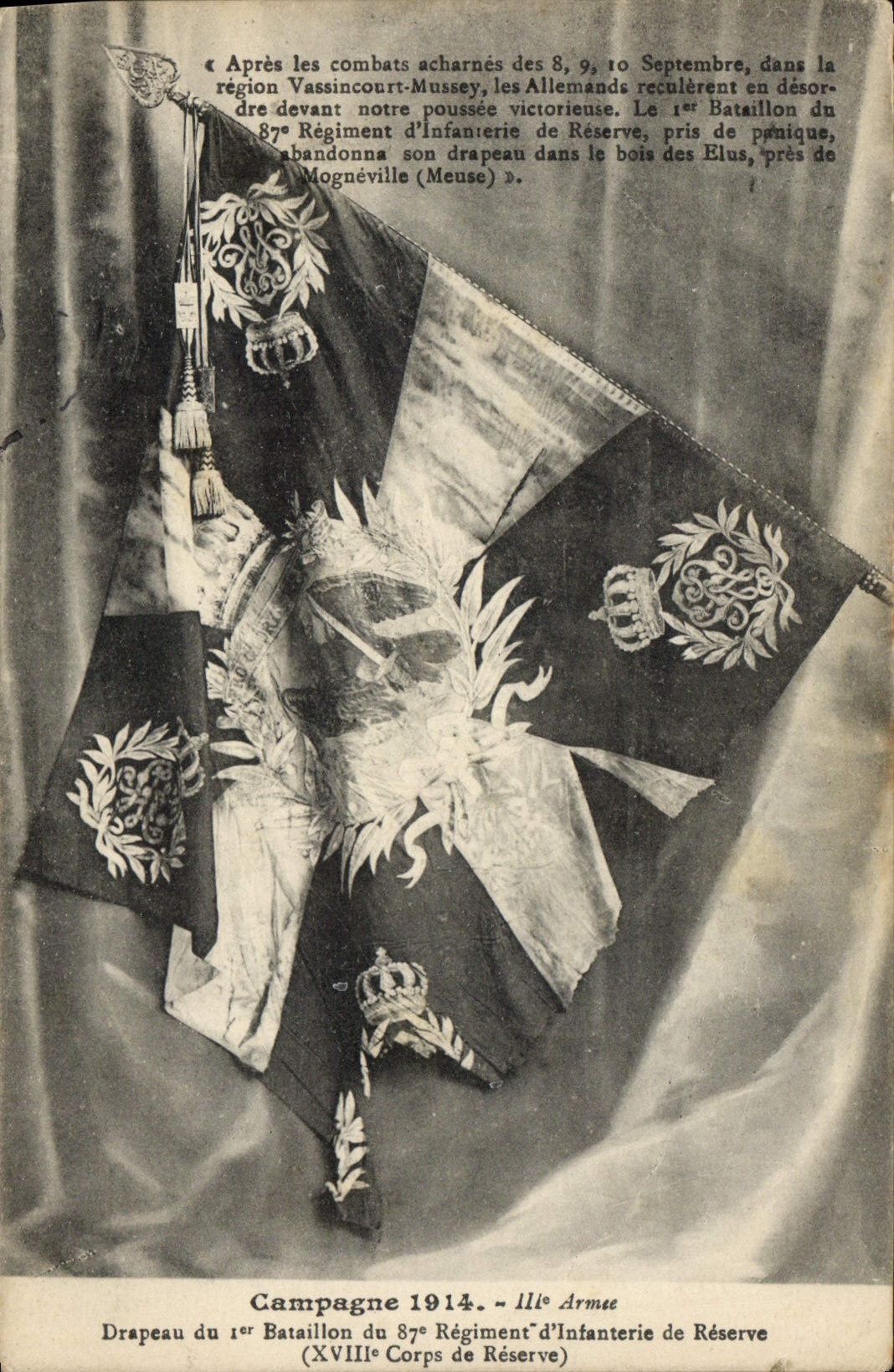 VINTAGE POSTCARD Militaria Flag of the 1st battalion of the 87eme regiment of infantry of Bavaria