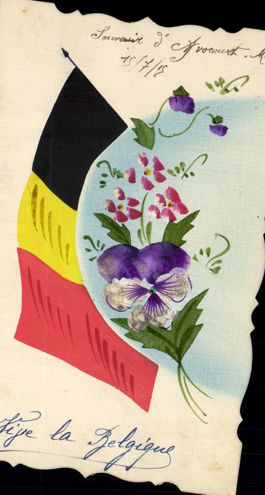 CPA Militaria Drapeau Belgique (dessin a la main)