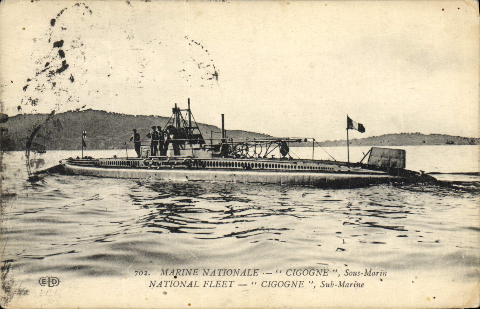 CPA Bateau Sous marin Sous-marin Cigogne
