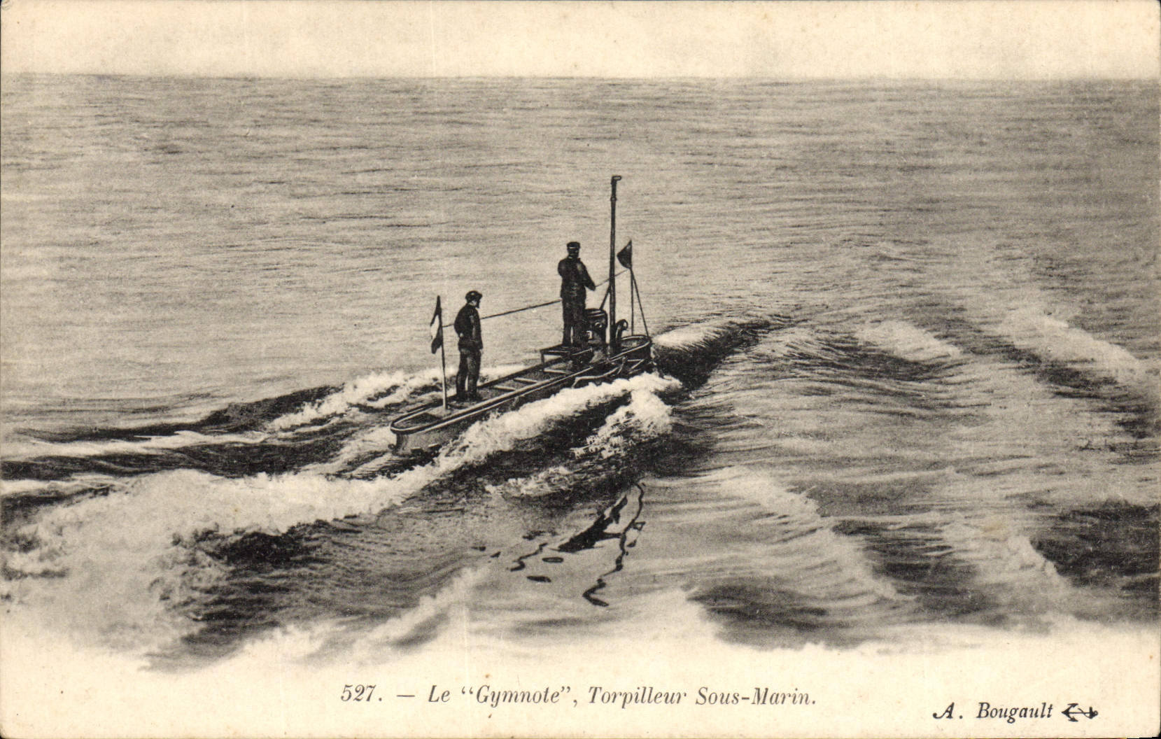 VINTAGE POSTCARD Boat Underwater Submarine Gymnote Destroyer
