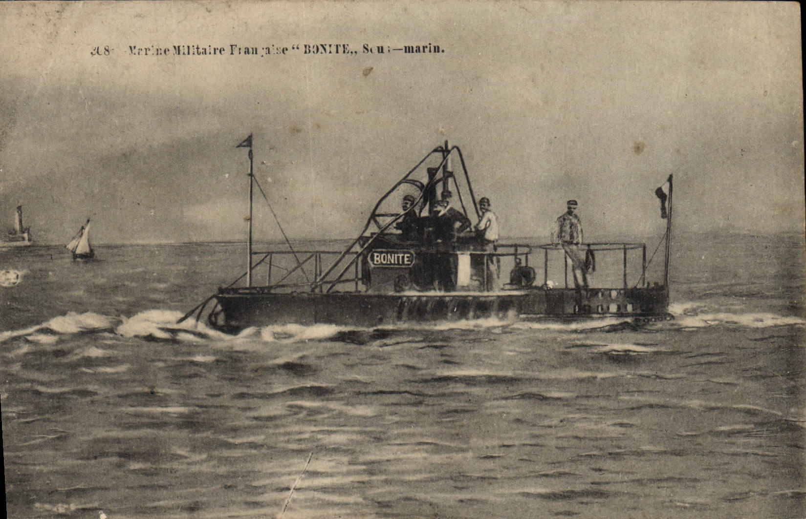 VINTAGE POSTCARD Boat Underwater Submarine Bonito