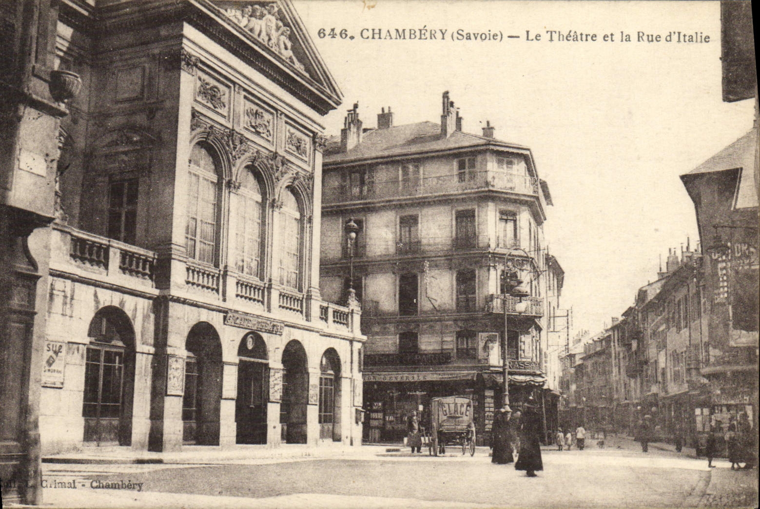 CPA Le Theatre et la rue d'Italie Chambrey 