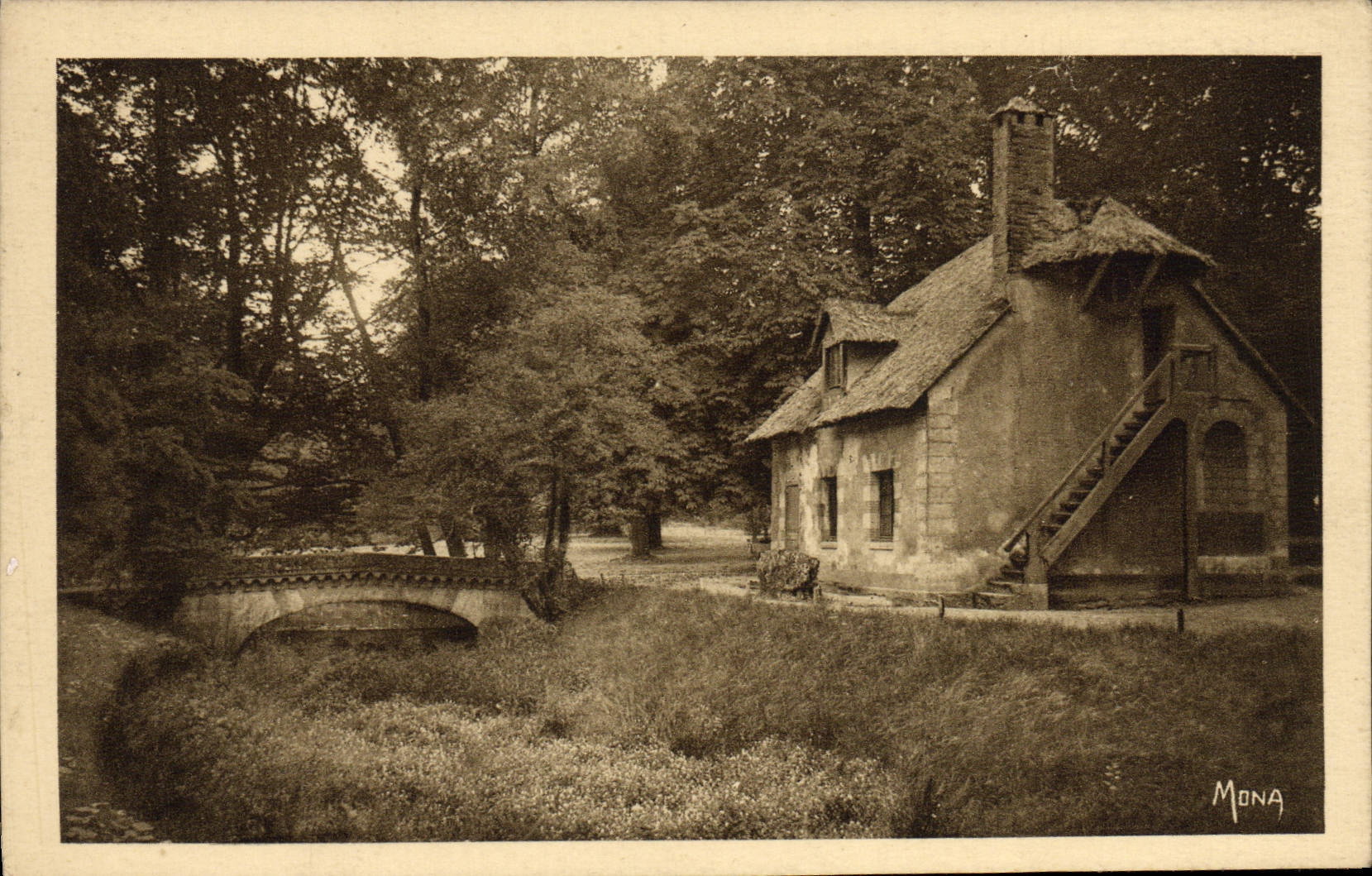 VINTAGE POSTCARD Versailles Hamlet of Small Trianon the house of the dovecote and the bridge