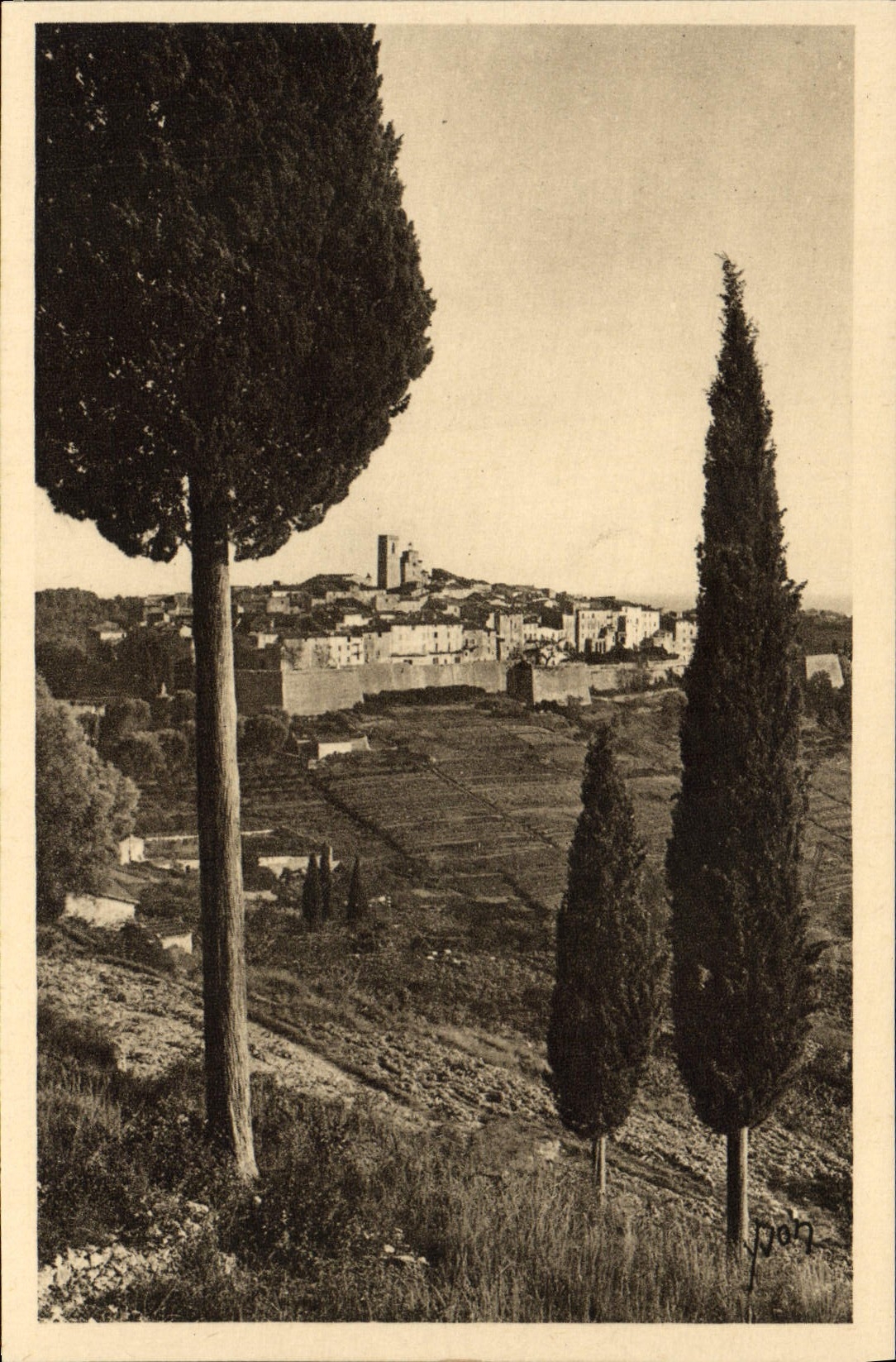 CPA Saint Paul Vue generale a travers les cypres