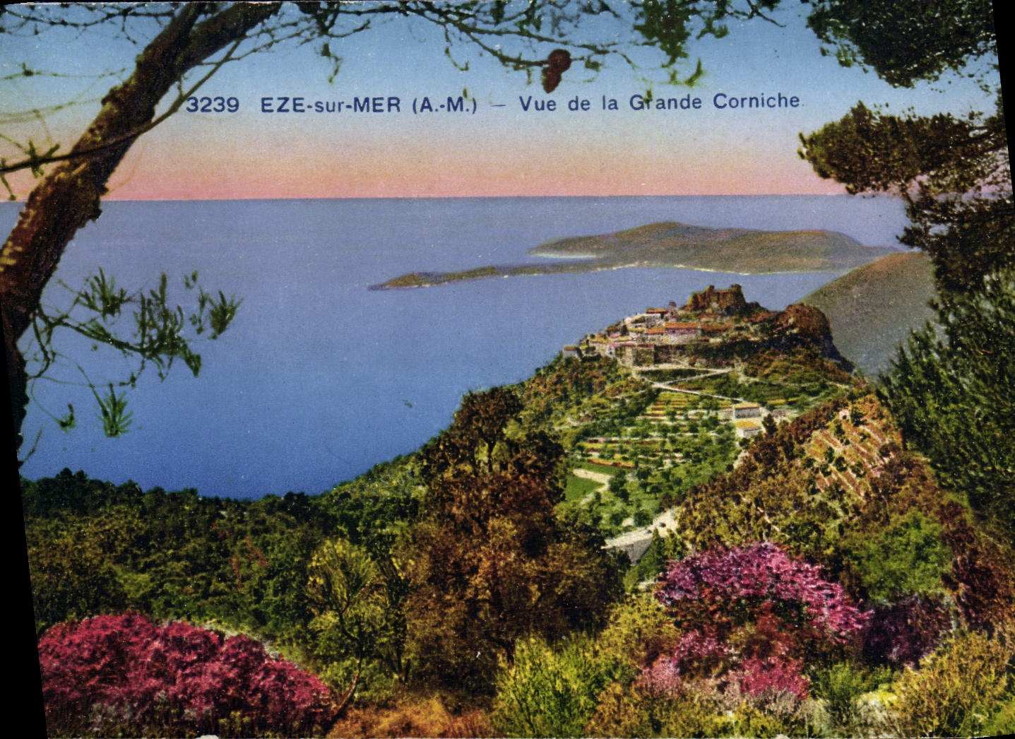 POSTAL Eze de la VENDIMIA en el mar visto de la cornisa grande