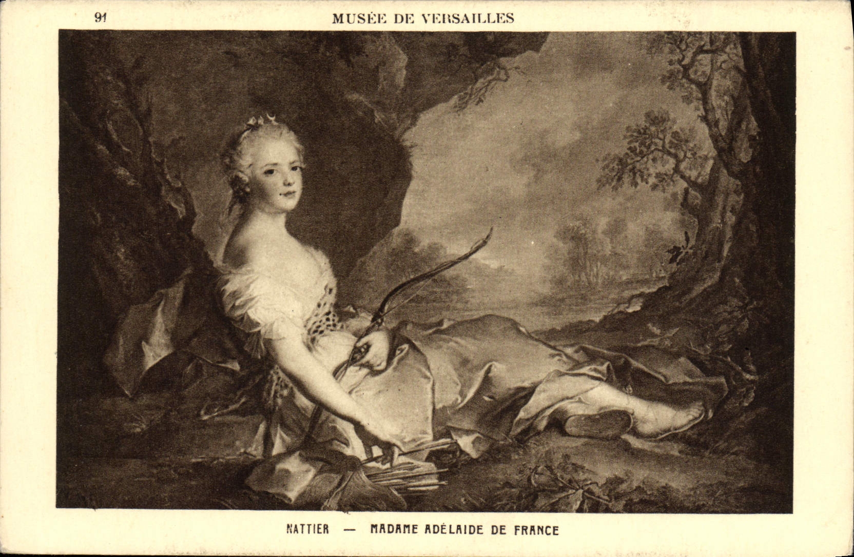 VINTAGE POSTCARD Versailles Museum Nattier Mrs Adelaide of France Archer Arc