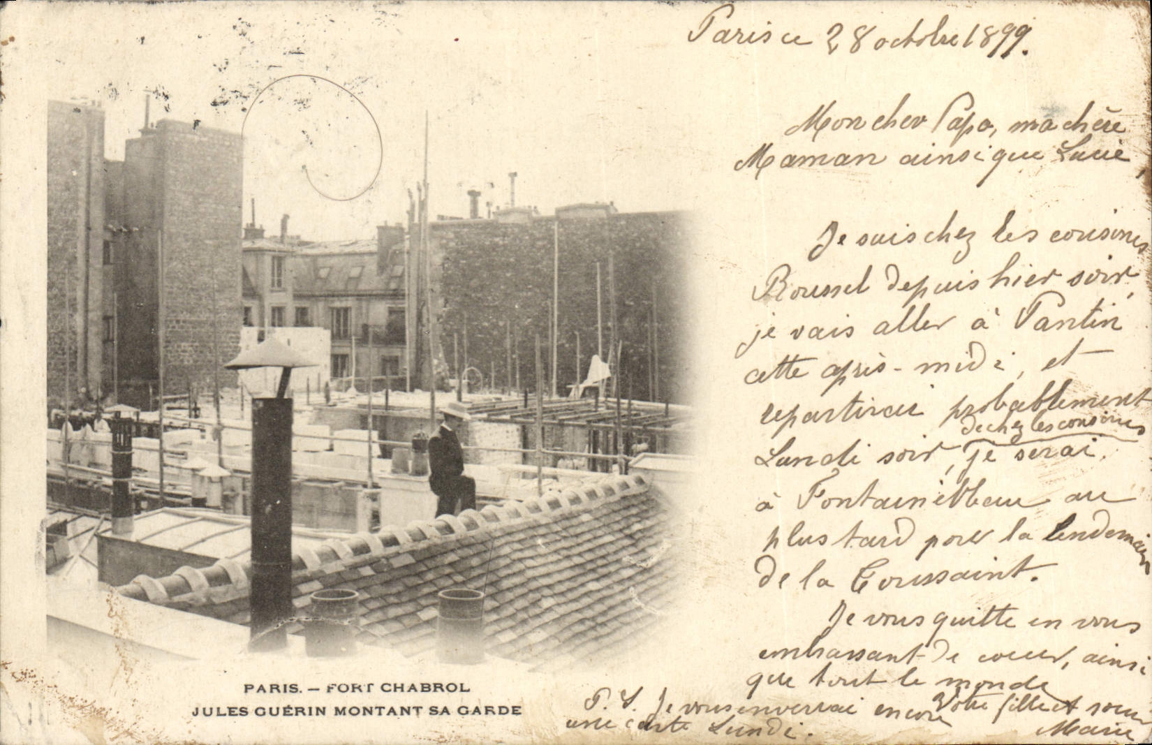CPA Douanes Paris Fort Chabrol Jules Guerin montant sa garde Carte 1899