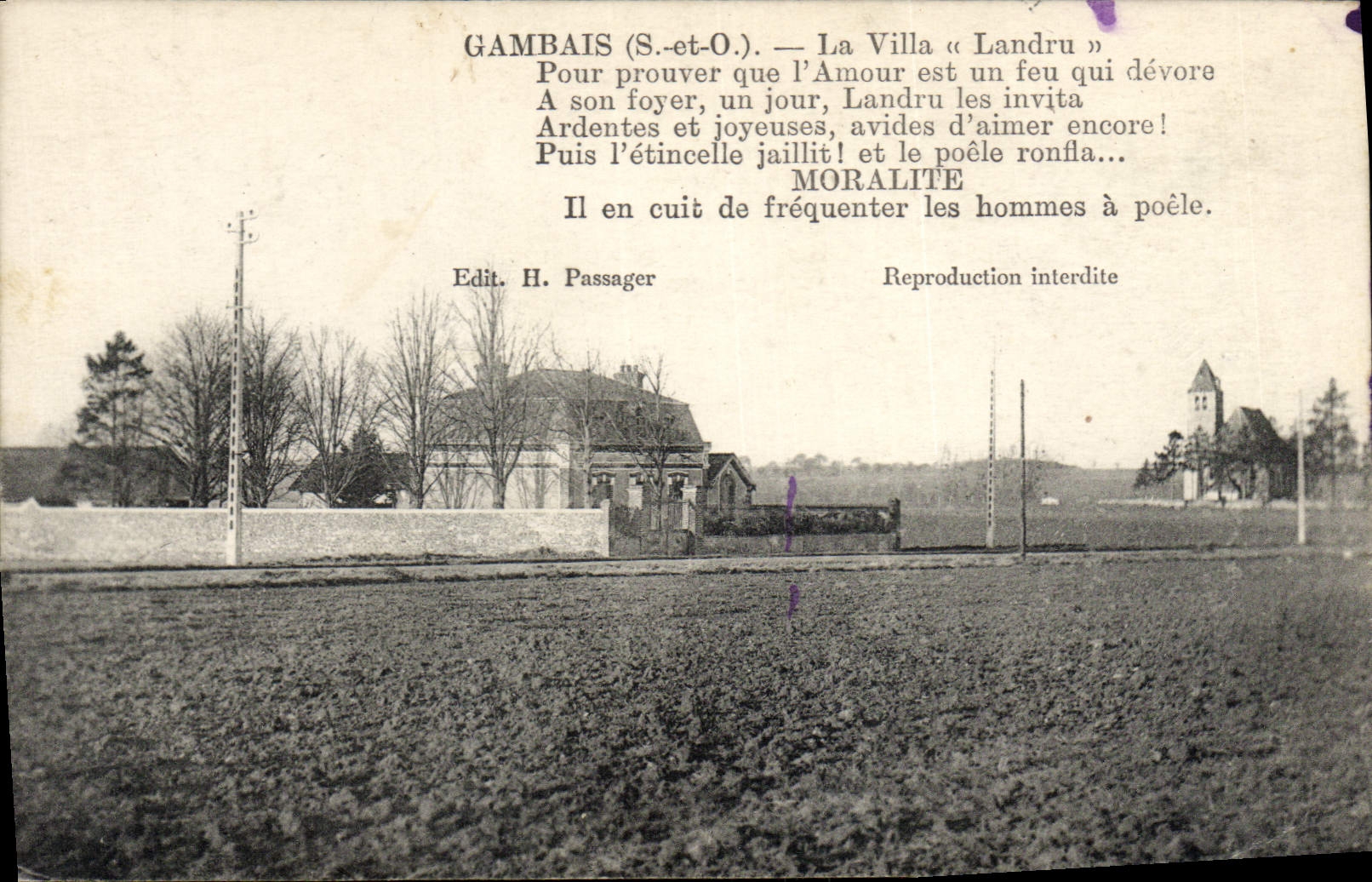 VINTAGE POSTCARD Gambais the Landru villa