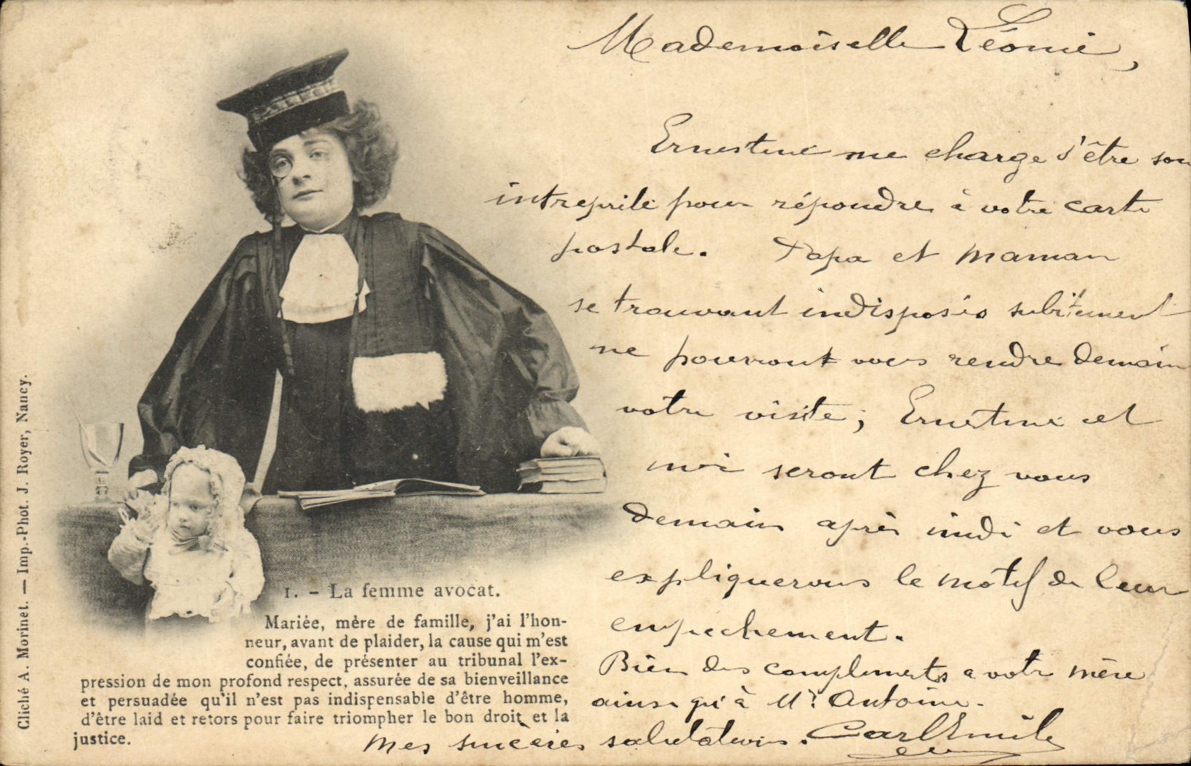 VINTAGE POSTCARD the woman lawyer