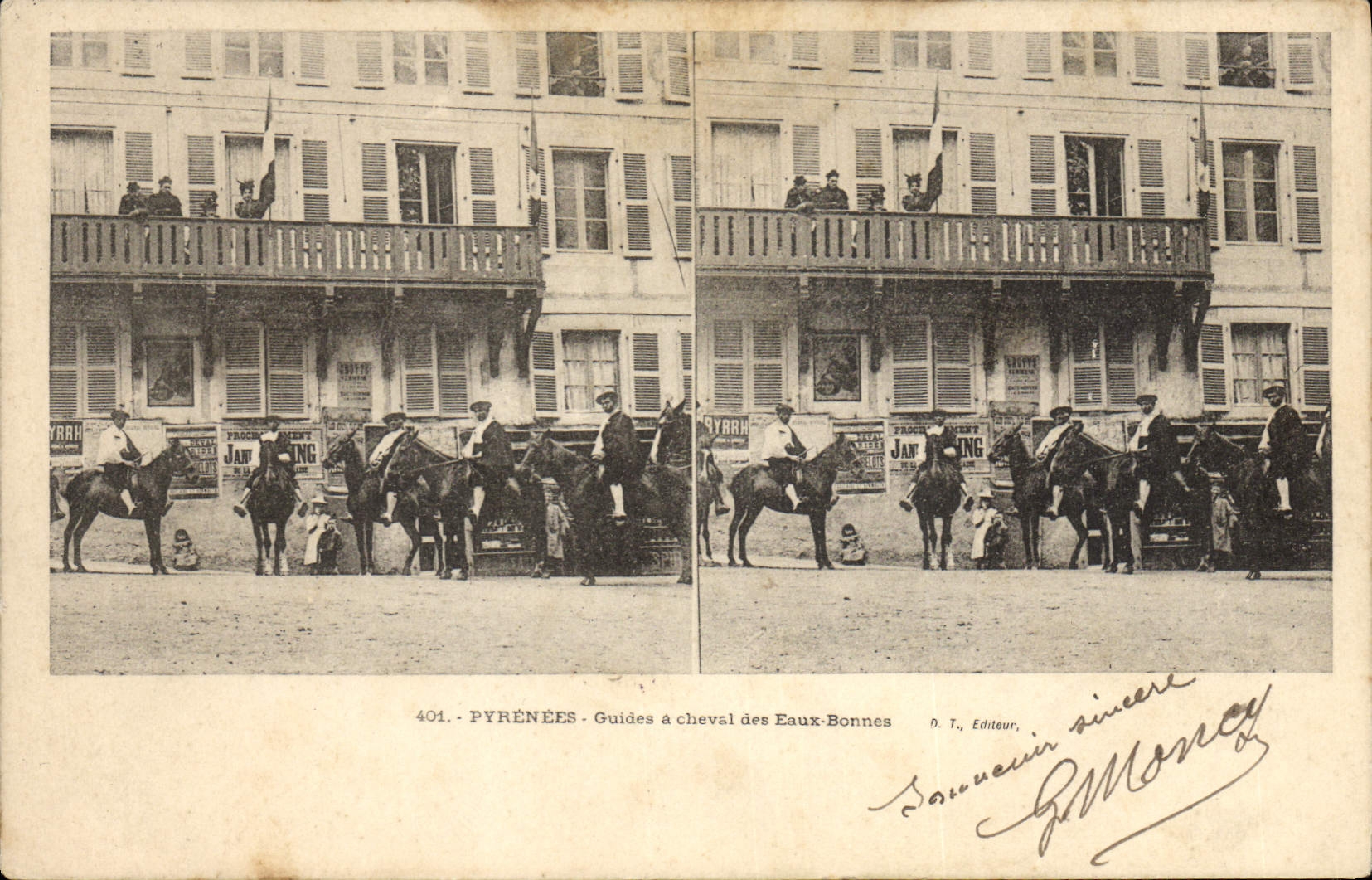 VINTAGE POSTCARD Alpinisme the Pyrenees Guides has horse of Good Water