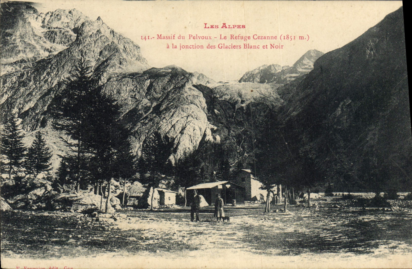 CPA Alpinisme Massif du Pelvoux Le refuge Cezanne a la jonction des glaciers Blanc et Noir 