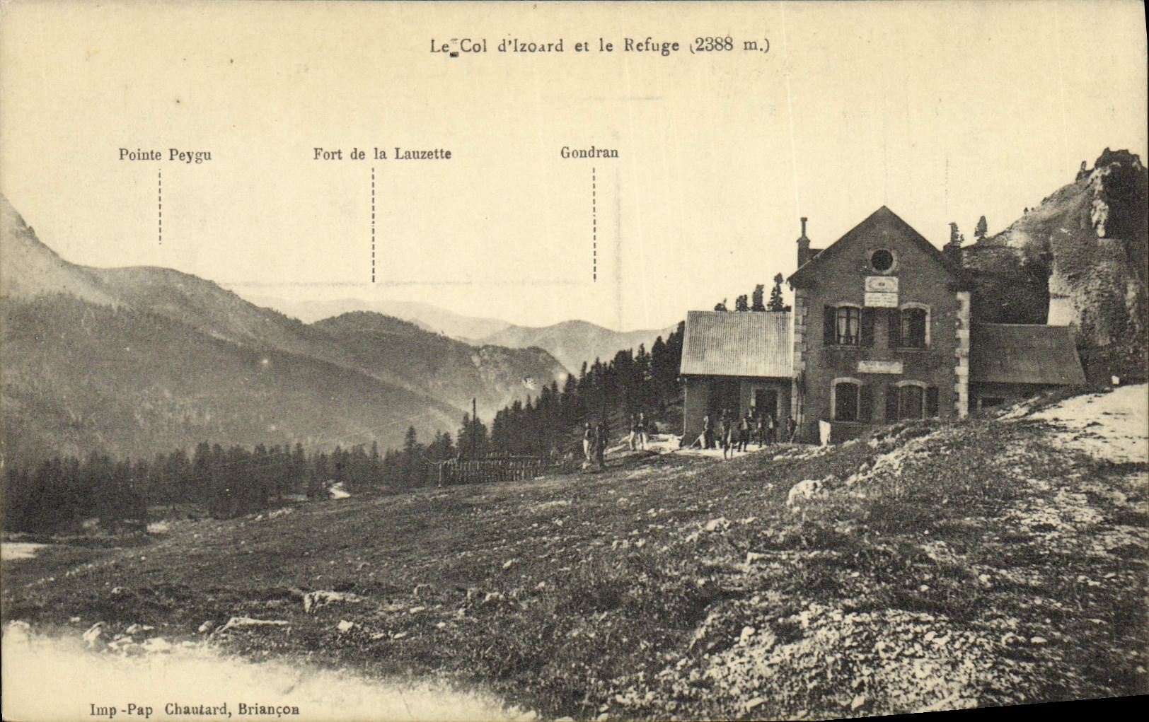 VINTAGE POSTCARD Alpinism Collar of Izoard and the refuge