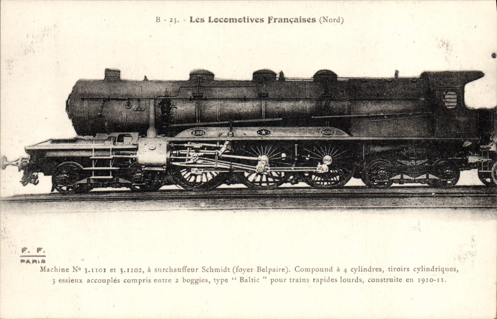 VINTAGE POSTCARD Train Engine Machine 3 1101 and 3 1102 has superheater Schmidt Belpaire hearth