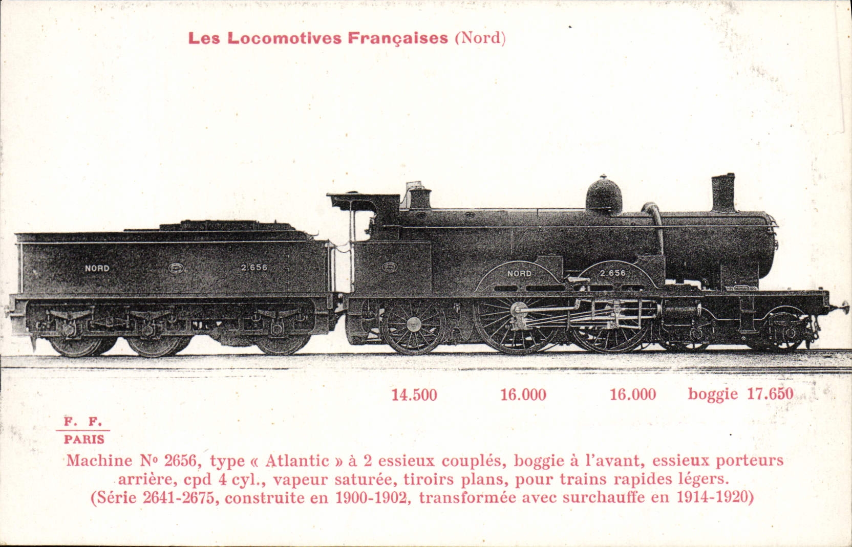 Tipo de Atlántico de la máquina 2656 del motor del tren de la POSTAL de la VENDIMIA