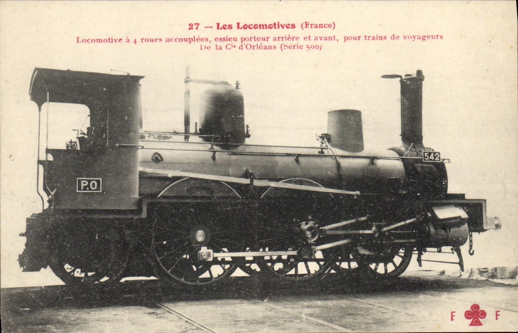 VINTAGE POSTCARD Train Engine has 4 wheels accouplees