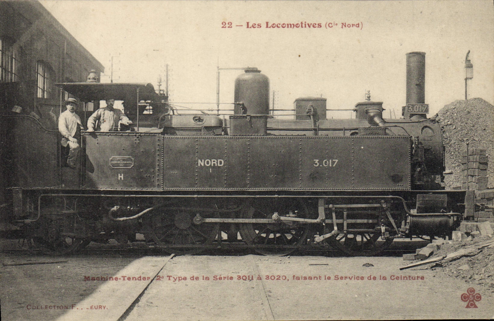 VINTAGE POSTCARD Train Engine Machine Tender series 3011 has 3020 making the service of the belt