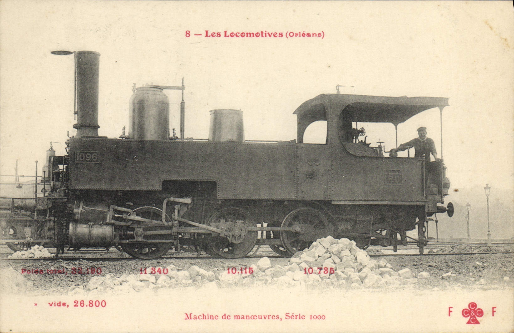 VINTAGE POSTCARD Train Engine Machine of operations series 1000