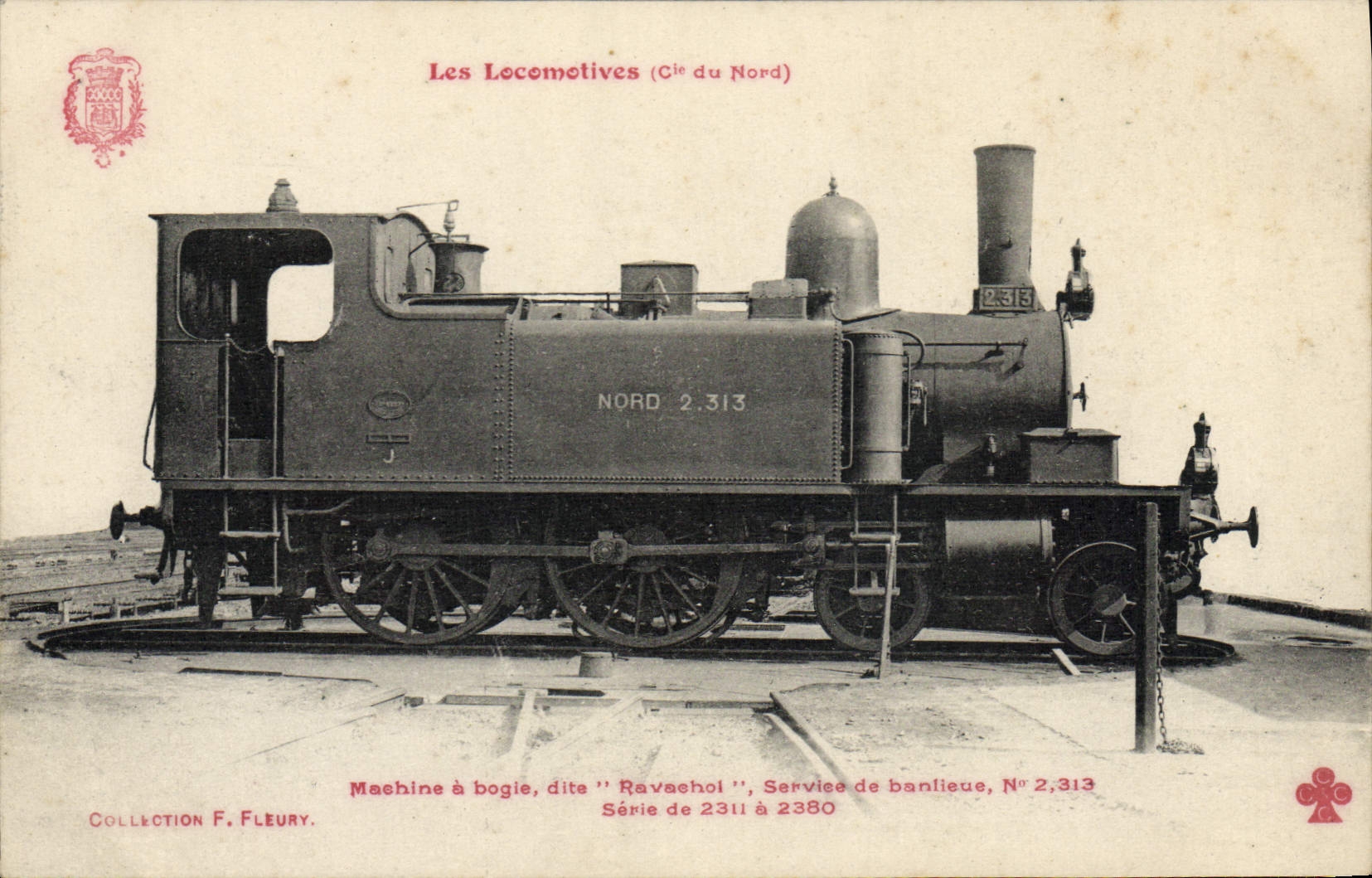 CPA Train Locomotive Machine a bogie dite Ravachoi Service de banlieue