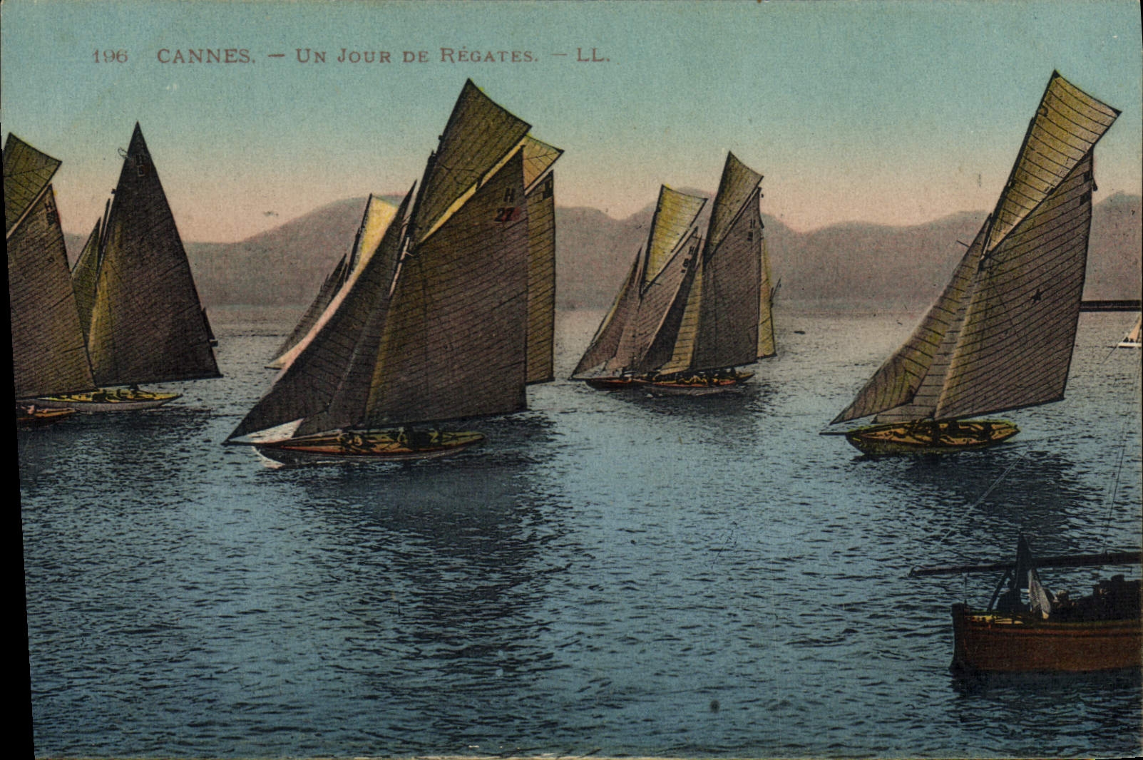 VINTAGE POSTCARD Sailing Boat Cannes One day of regattas