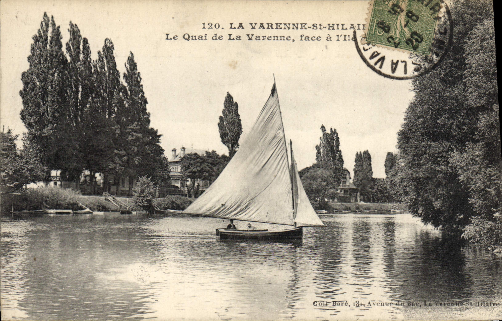 VINTAGE POSTCARD Sailing Boat the Game preserve St Hilaire the quay of the Game preserve vis-a-vis in the island