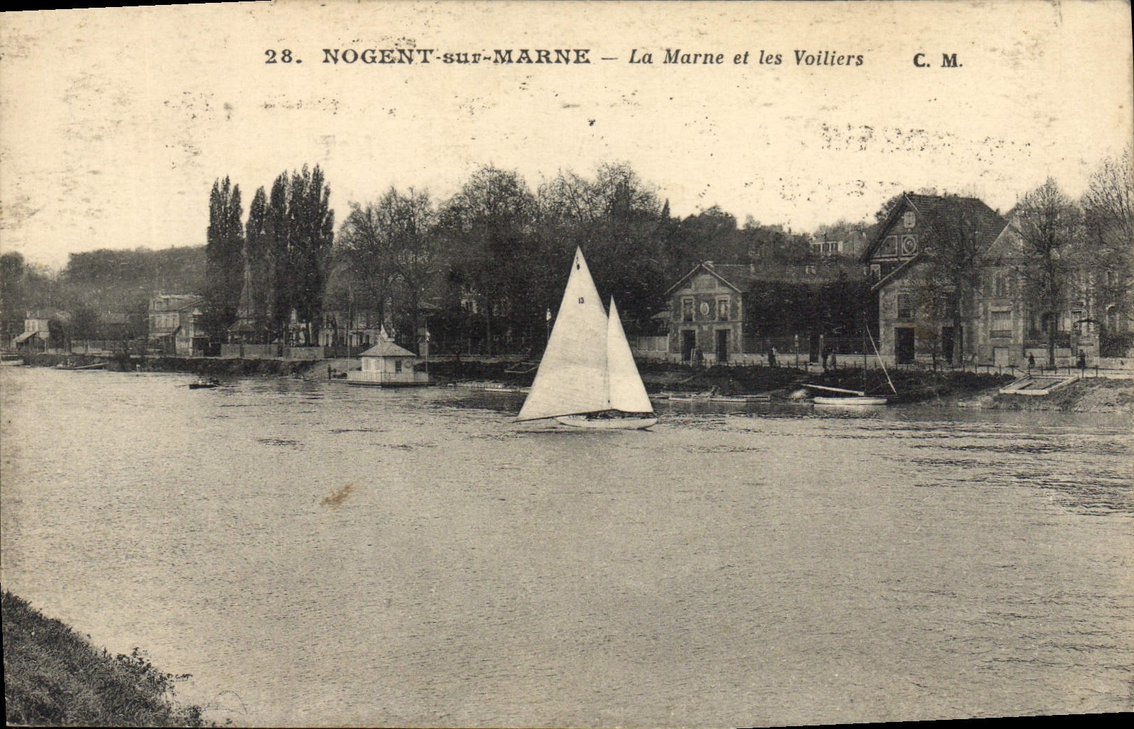 VINTAGE POSTCARD Sailing Boat Nogent on the Marne the Marne and sailing ships