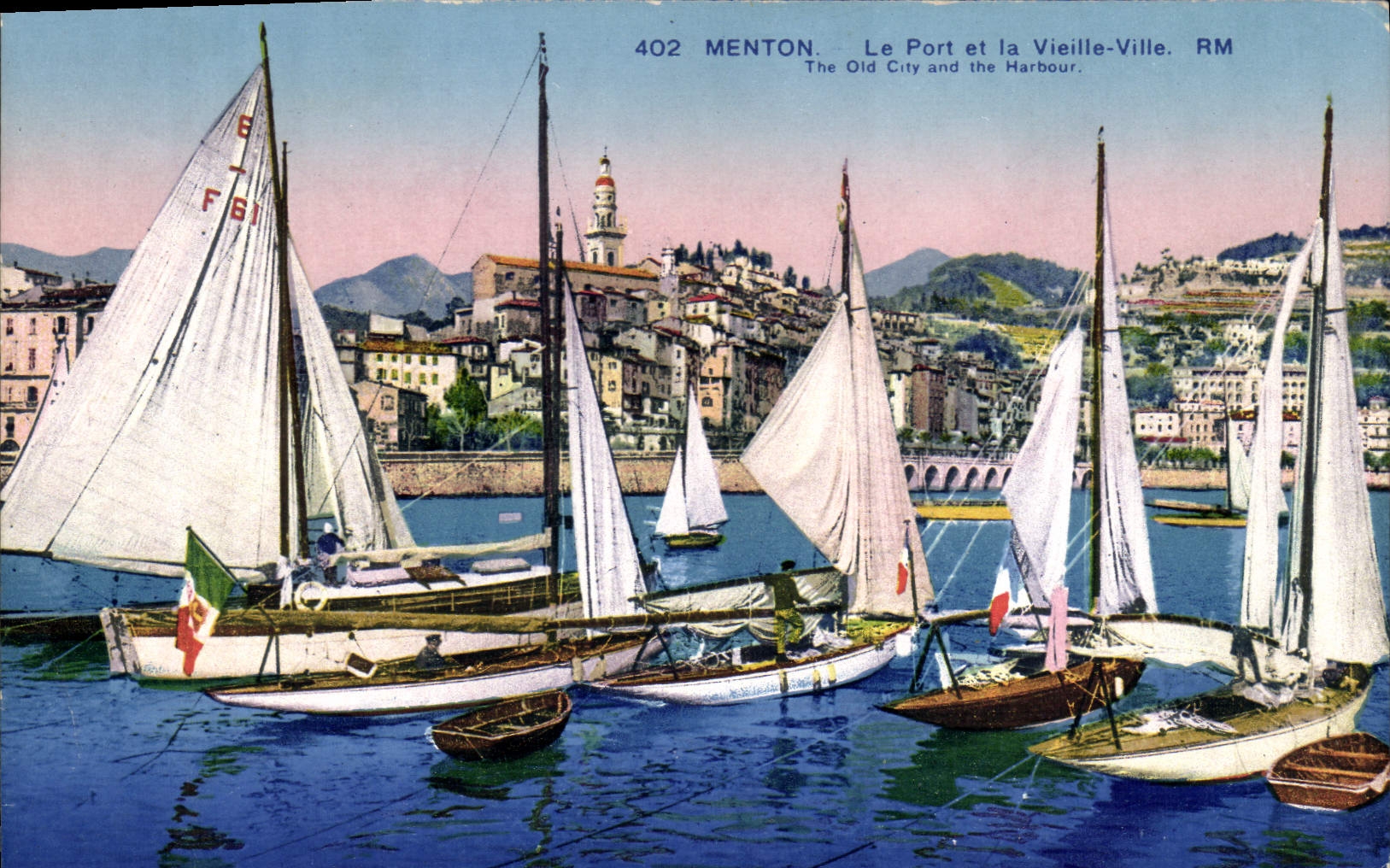 CPA Bateau Voilier Menton Le port et la vieille ville