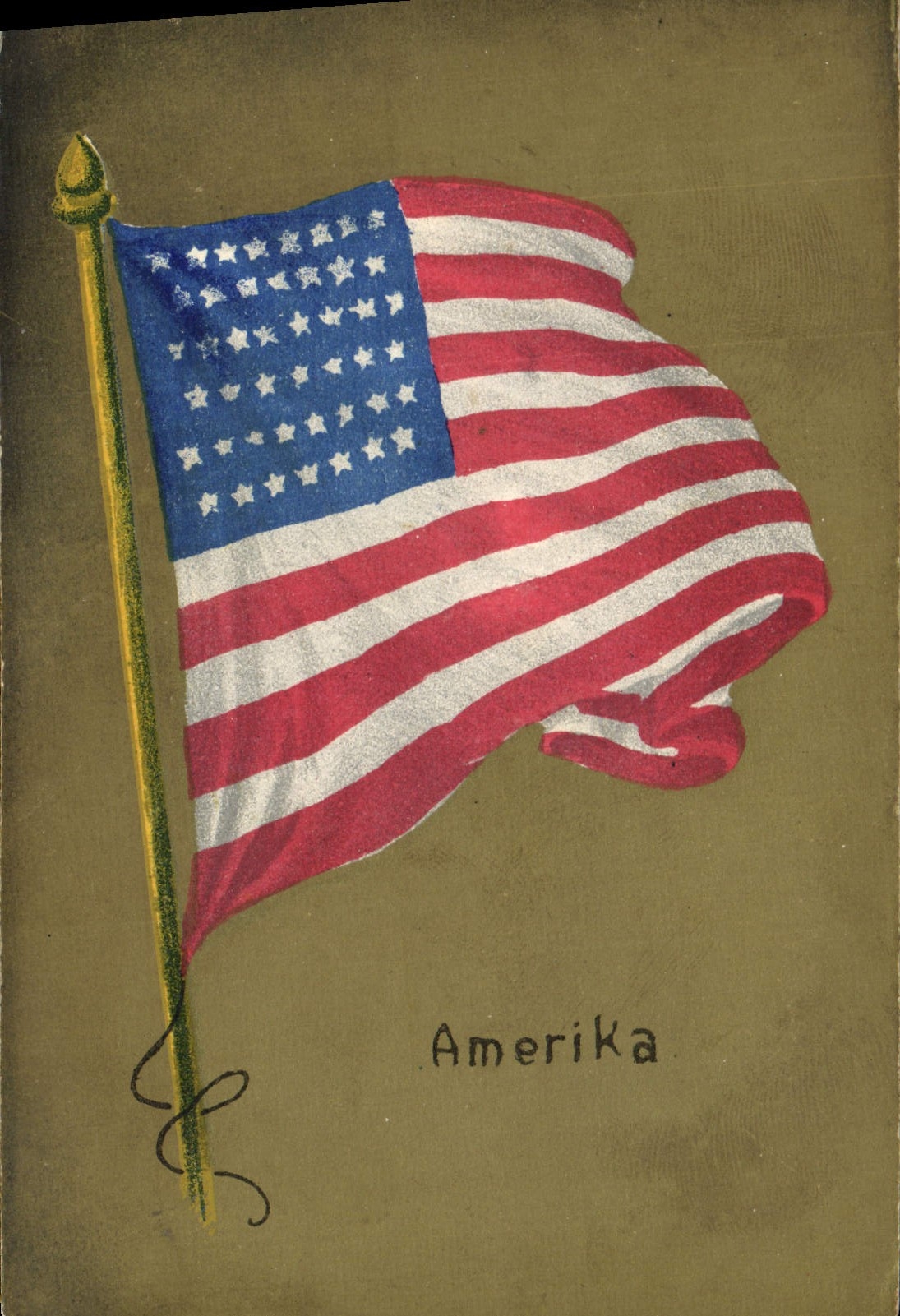 VINTAGE POSTCARD Militaria Amerika Flag
