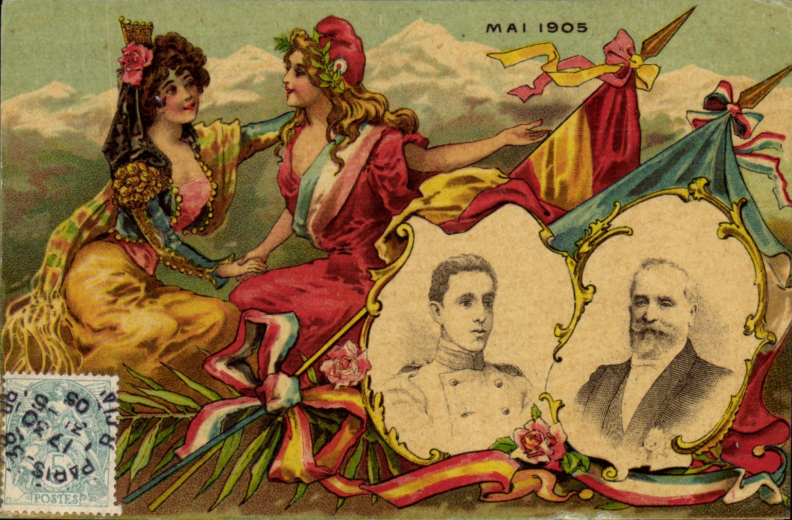 CPA Militaria Poincare Espagne Alphonse XIII